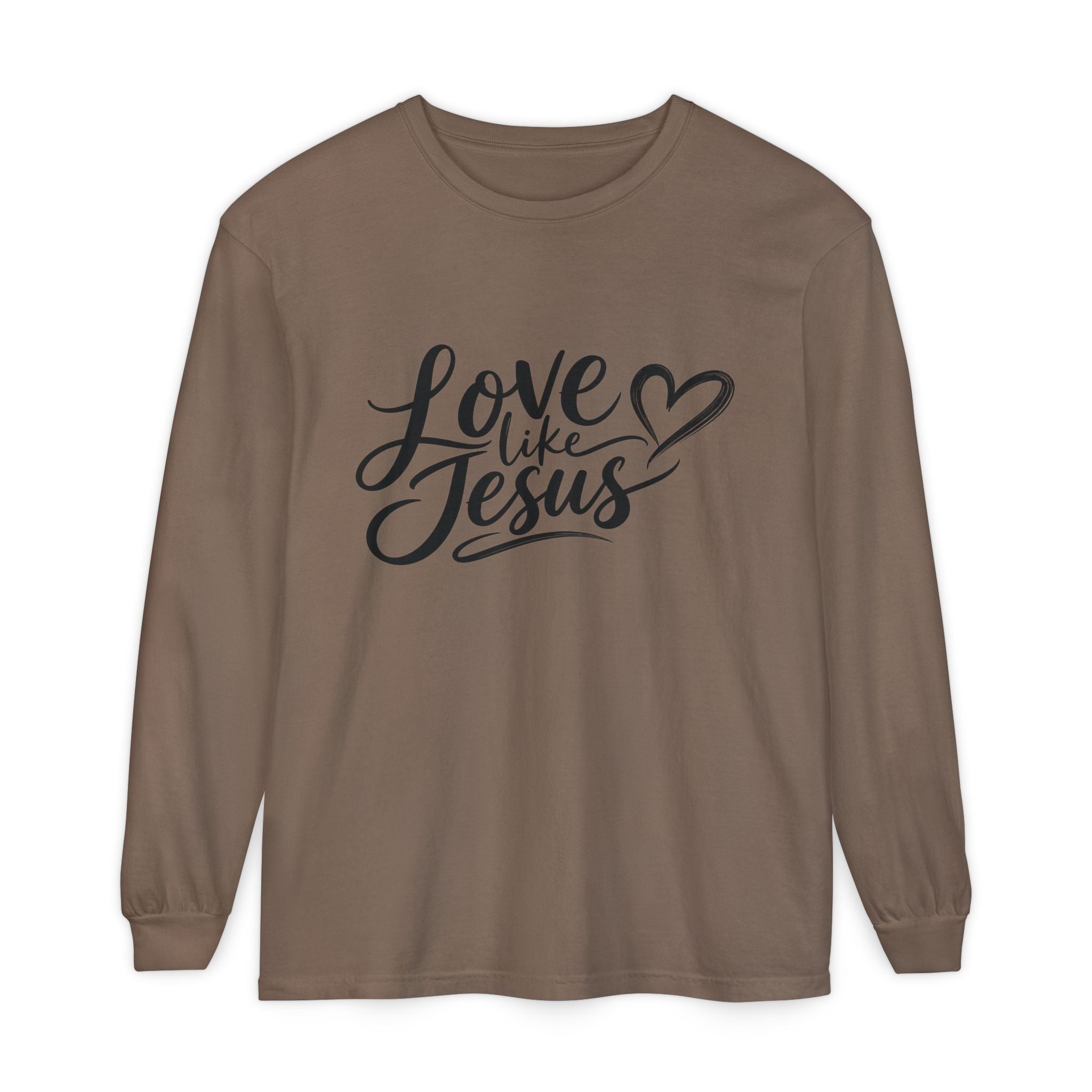 Unisex Garment-dyed Long Sleeve T-Shirt Love Like Jesus