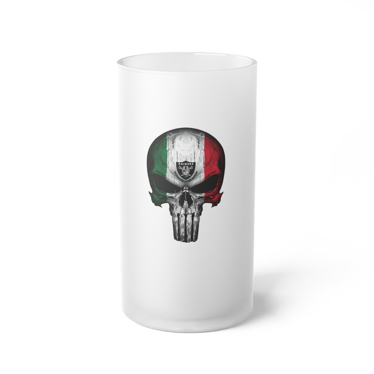 Frosted Glass Beer Mug MX Raiders