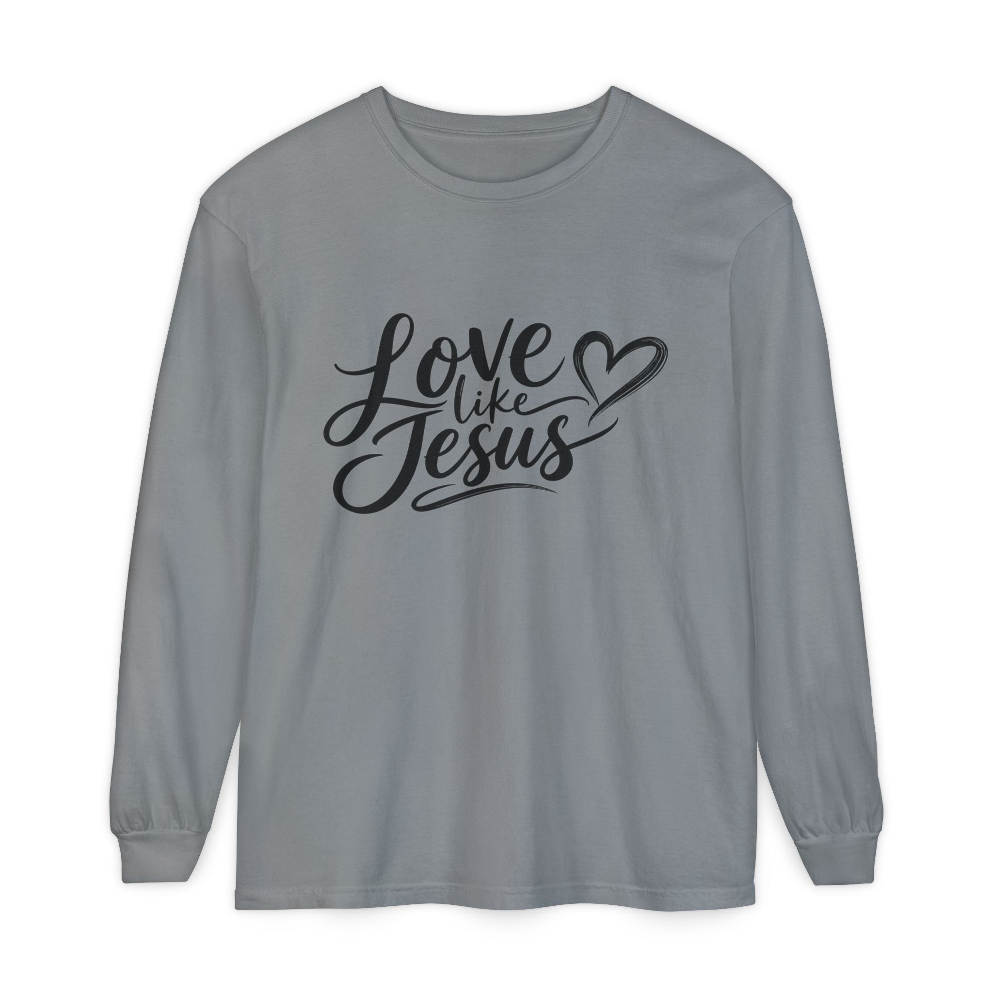 Unisex Garment-dyed Long Sleeve T-Shirt Love Like Jesus