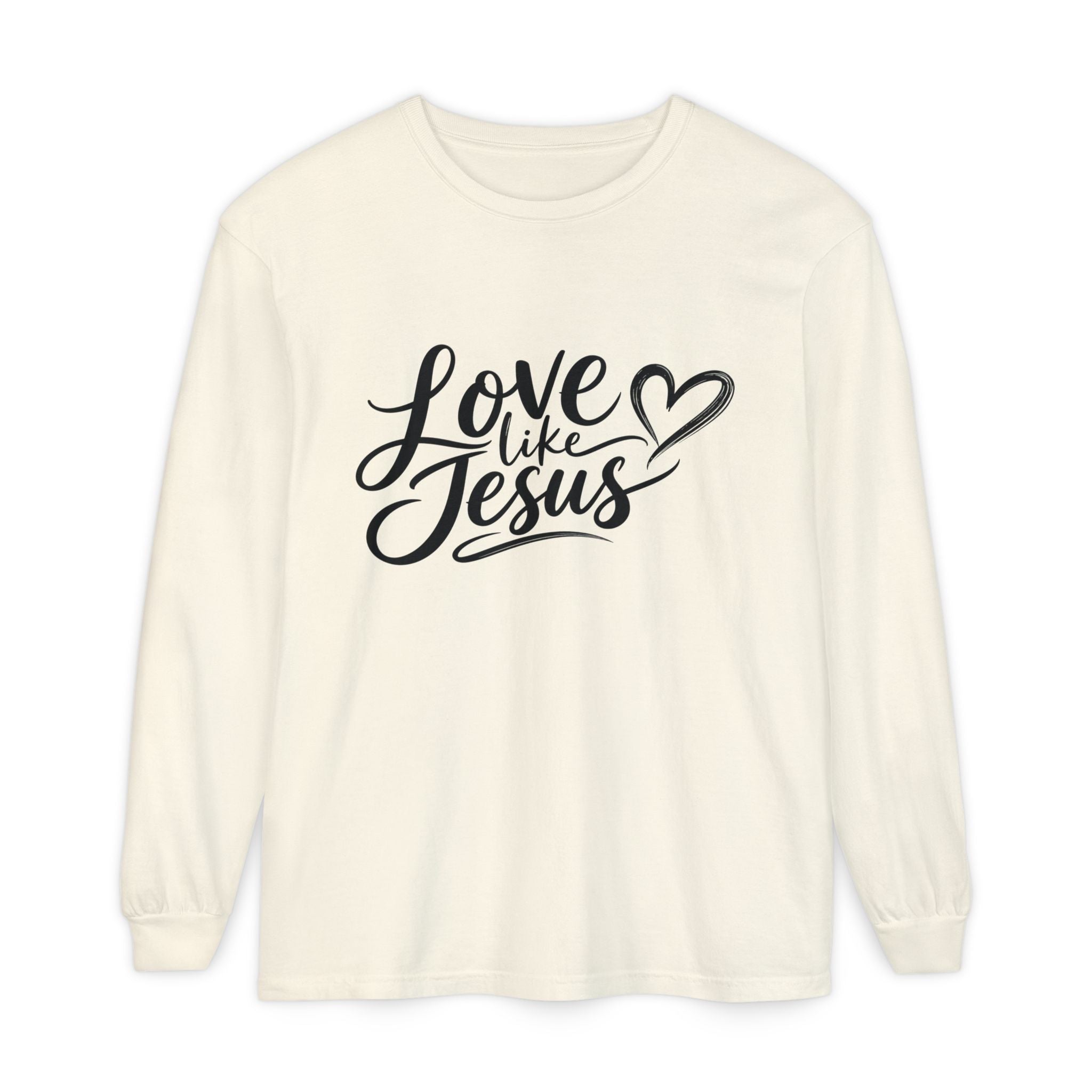 Unisex Garment-dyed Long Sleeve T-Shirt Love Like Jesus