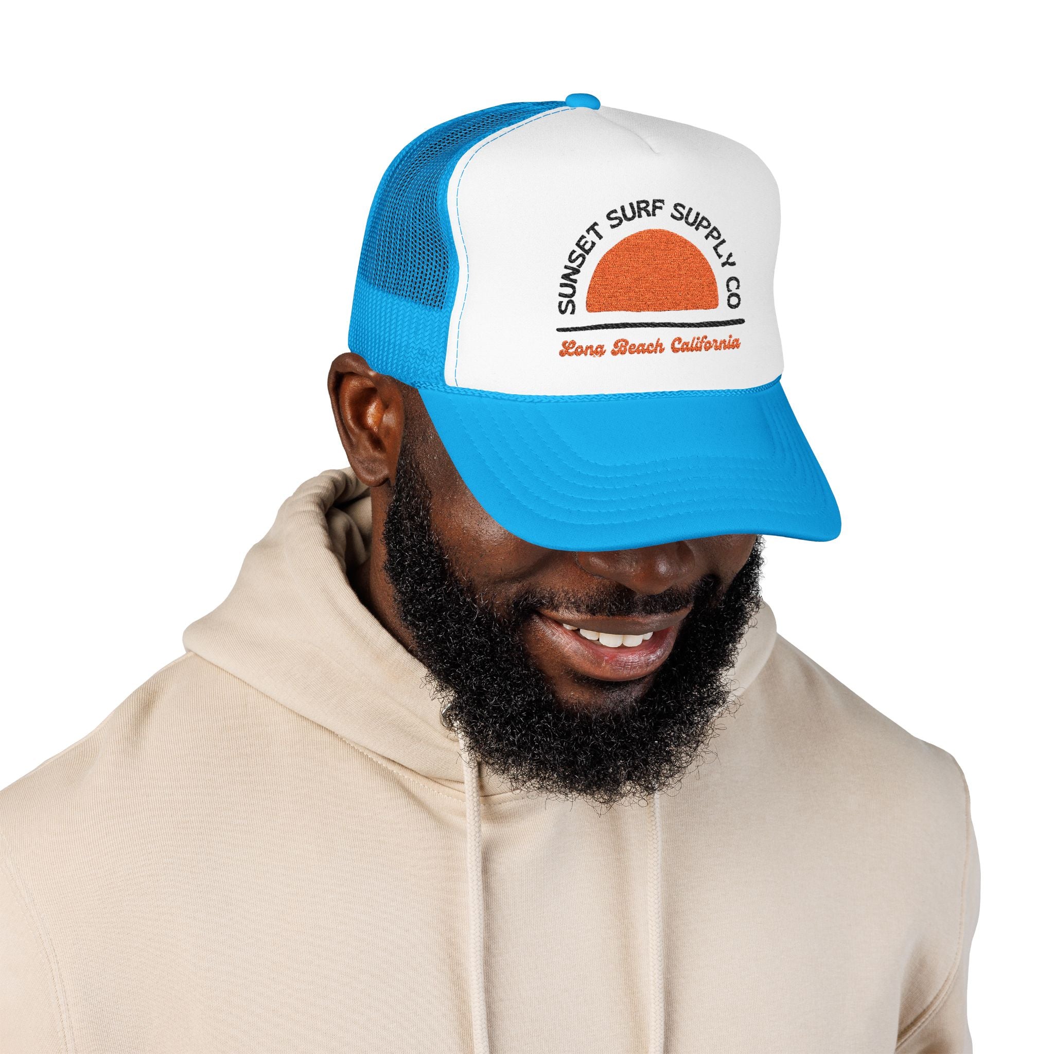 Foam Sunset Long Beach Trucker Hat