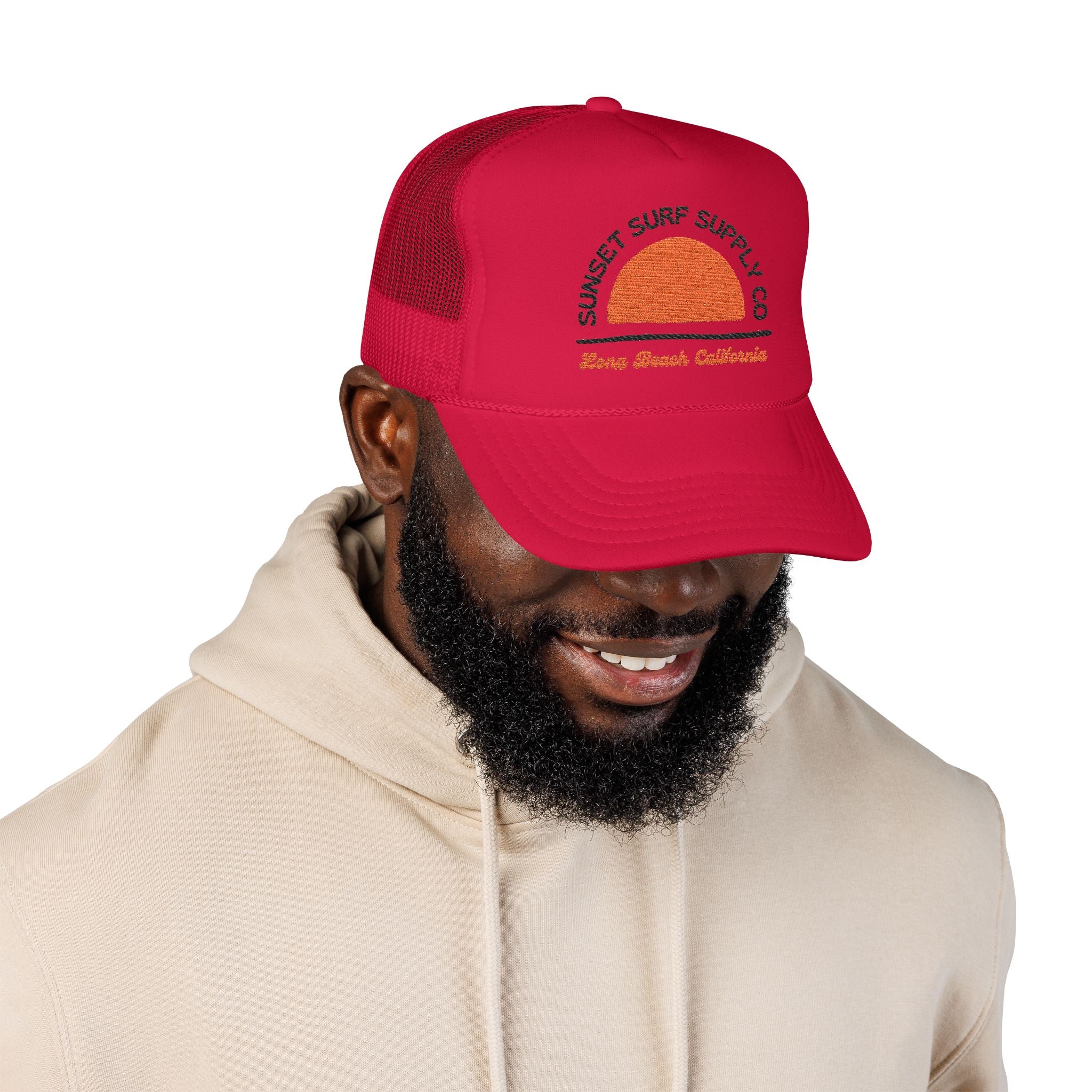 Foam Sunset Long Beach Trucker Hat