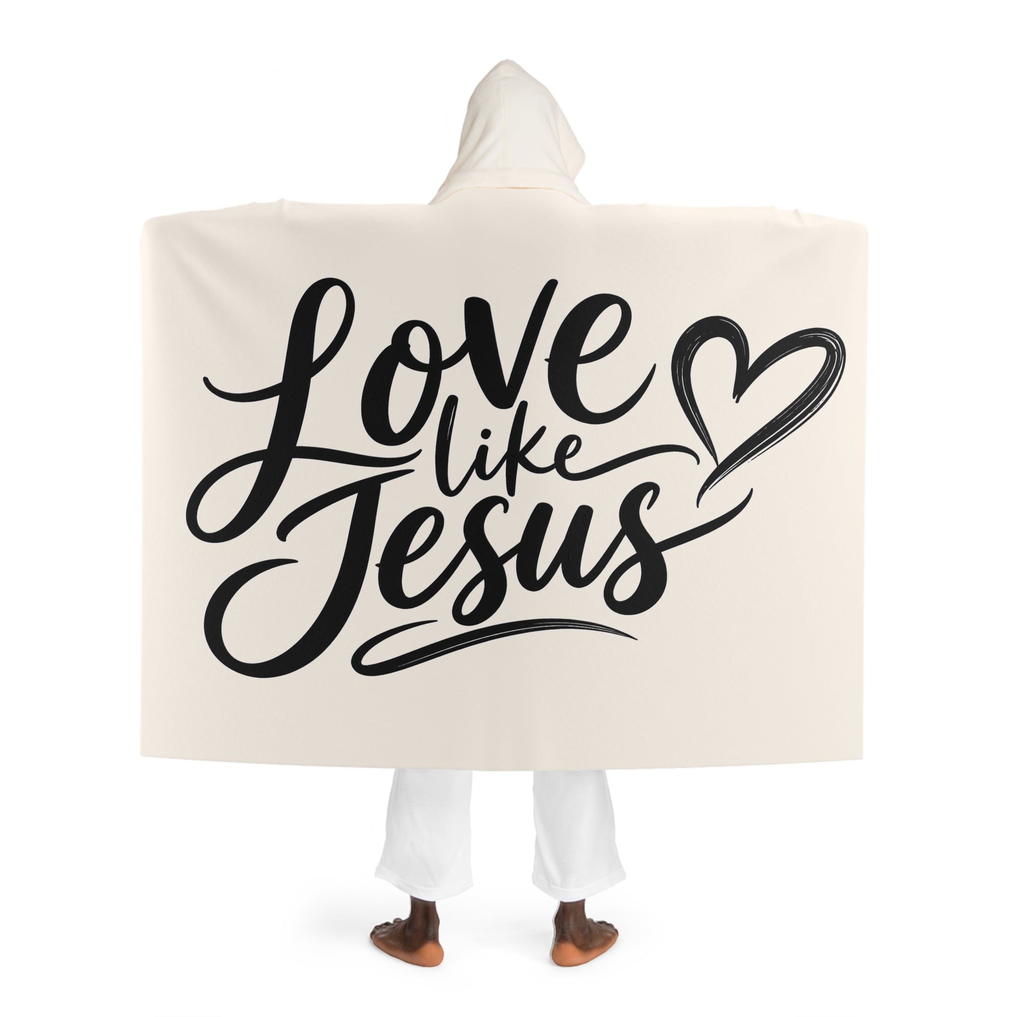 Hooded Sherpa Fleece Blanket Love Like Jesus