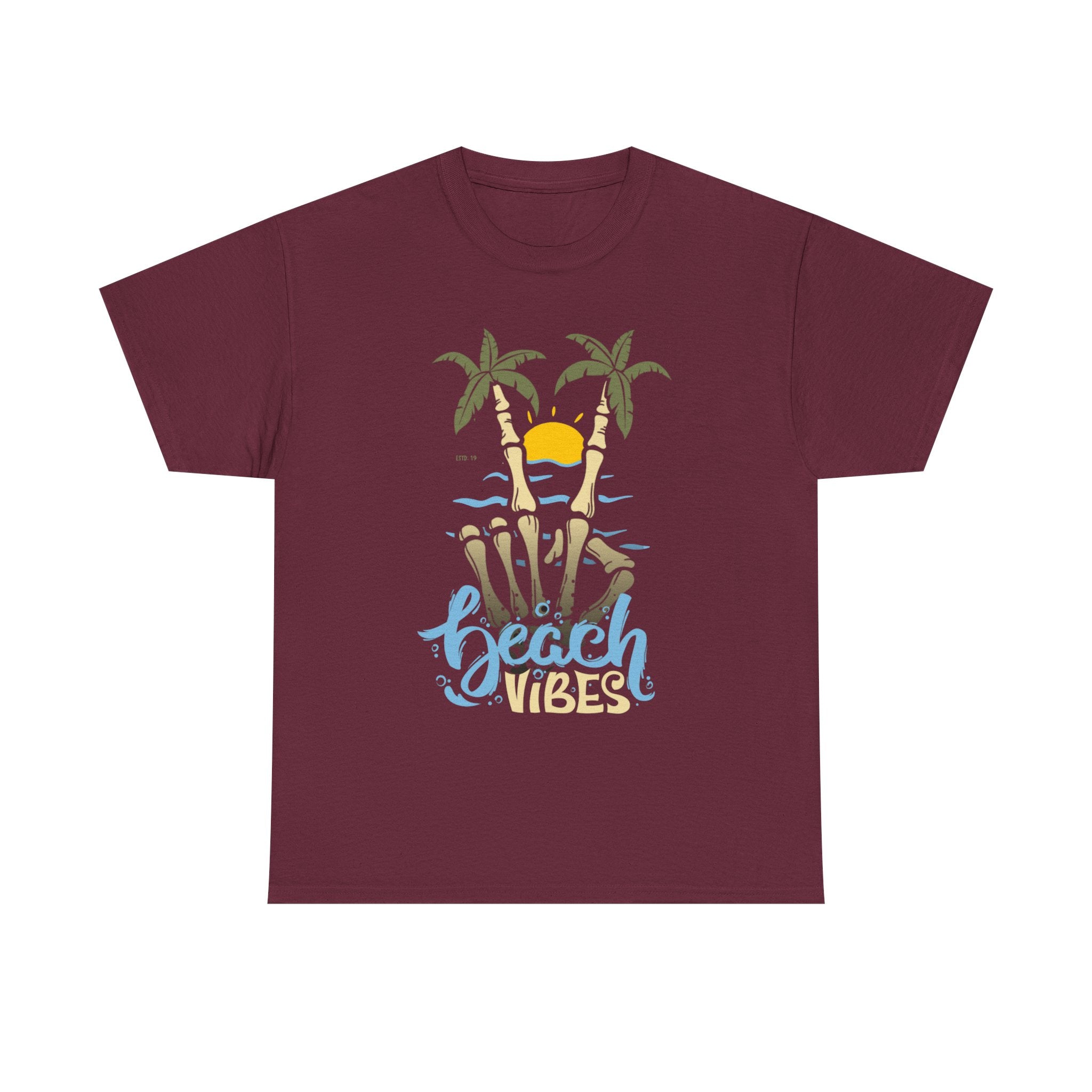 Unisex Beach Vibes Skull hand Heavy Cotton Tee