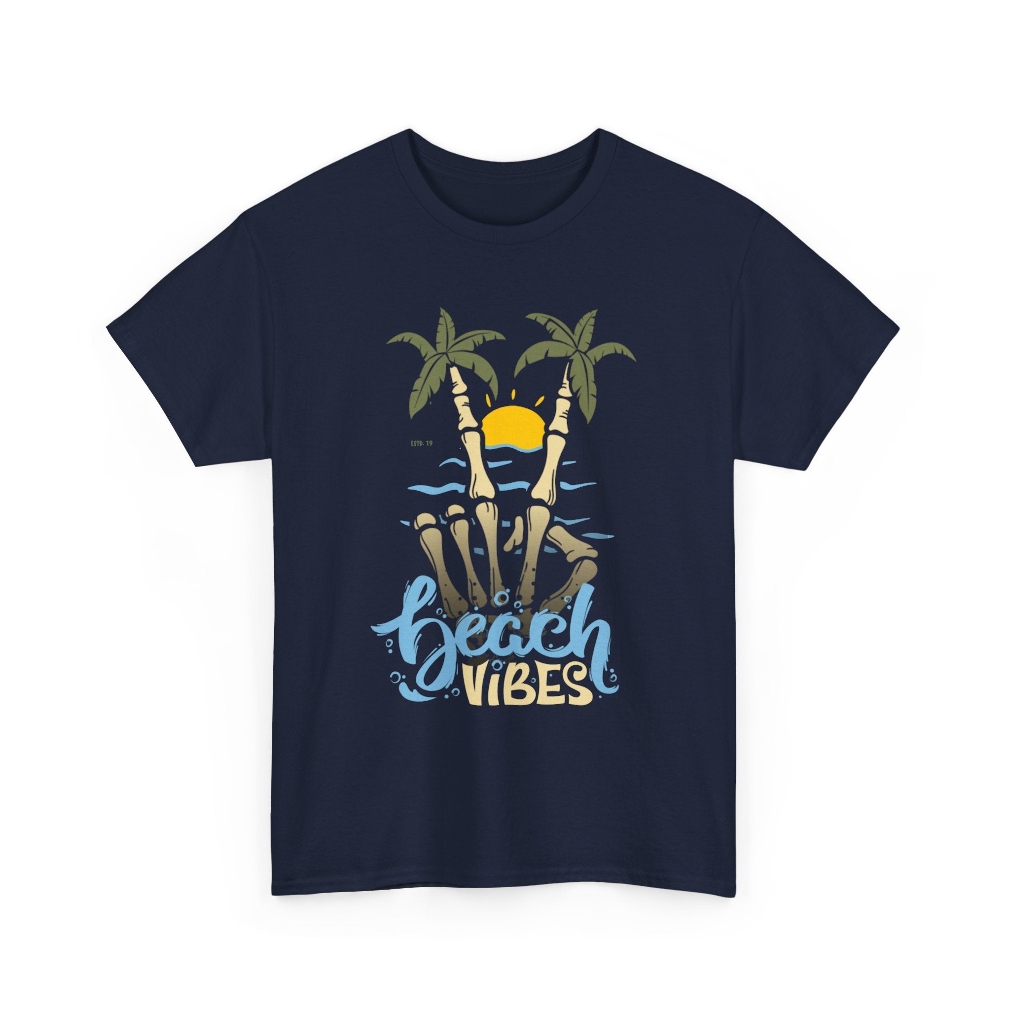 Unisex Beach Vibes Skull hand Heavy Cotton Tee
