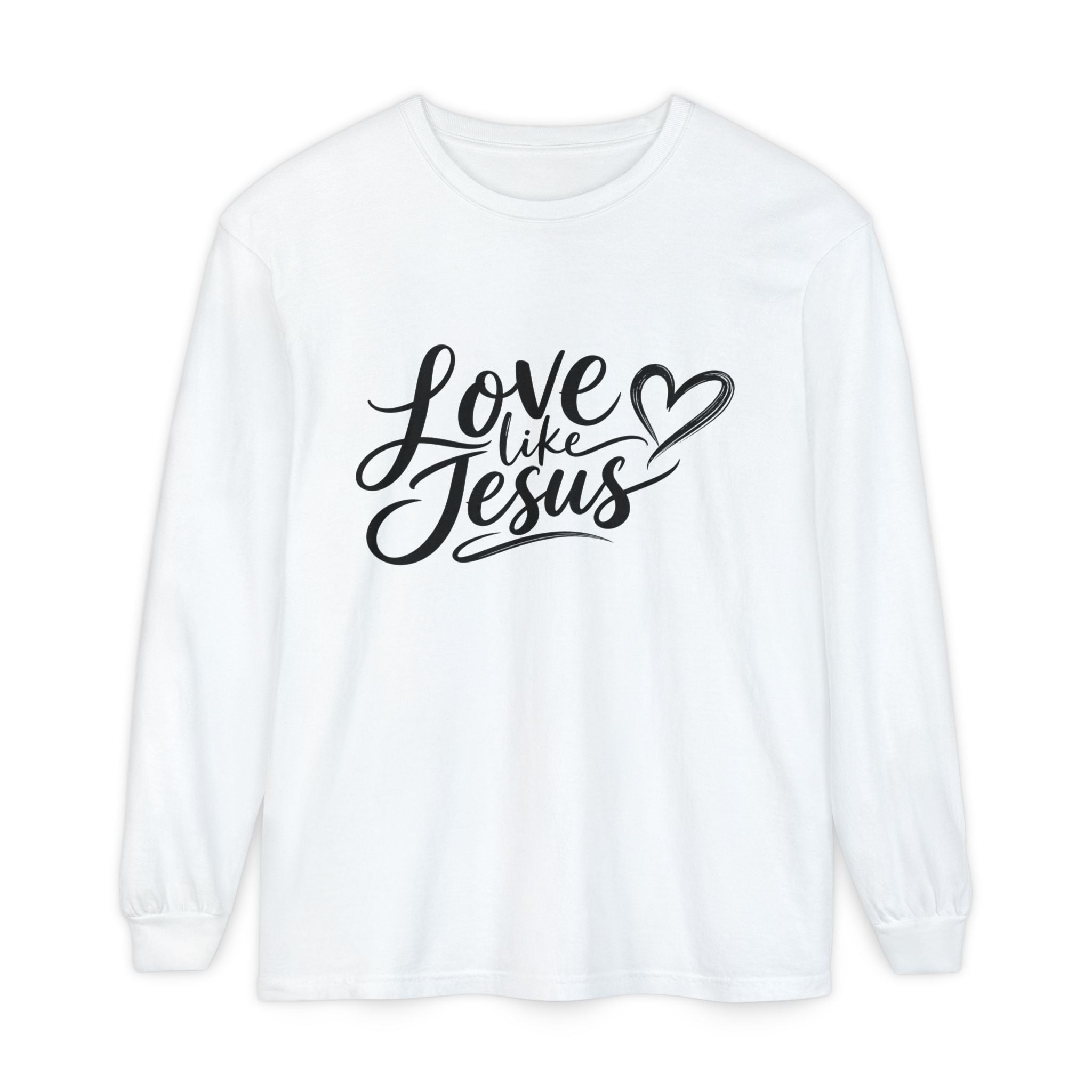 Unisex Garment-dyed Long Sleeve T-Shirt Love Like Jesus