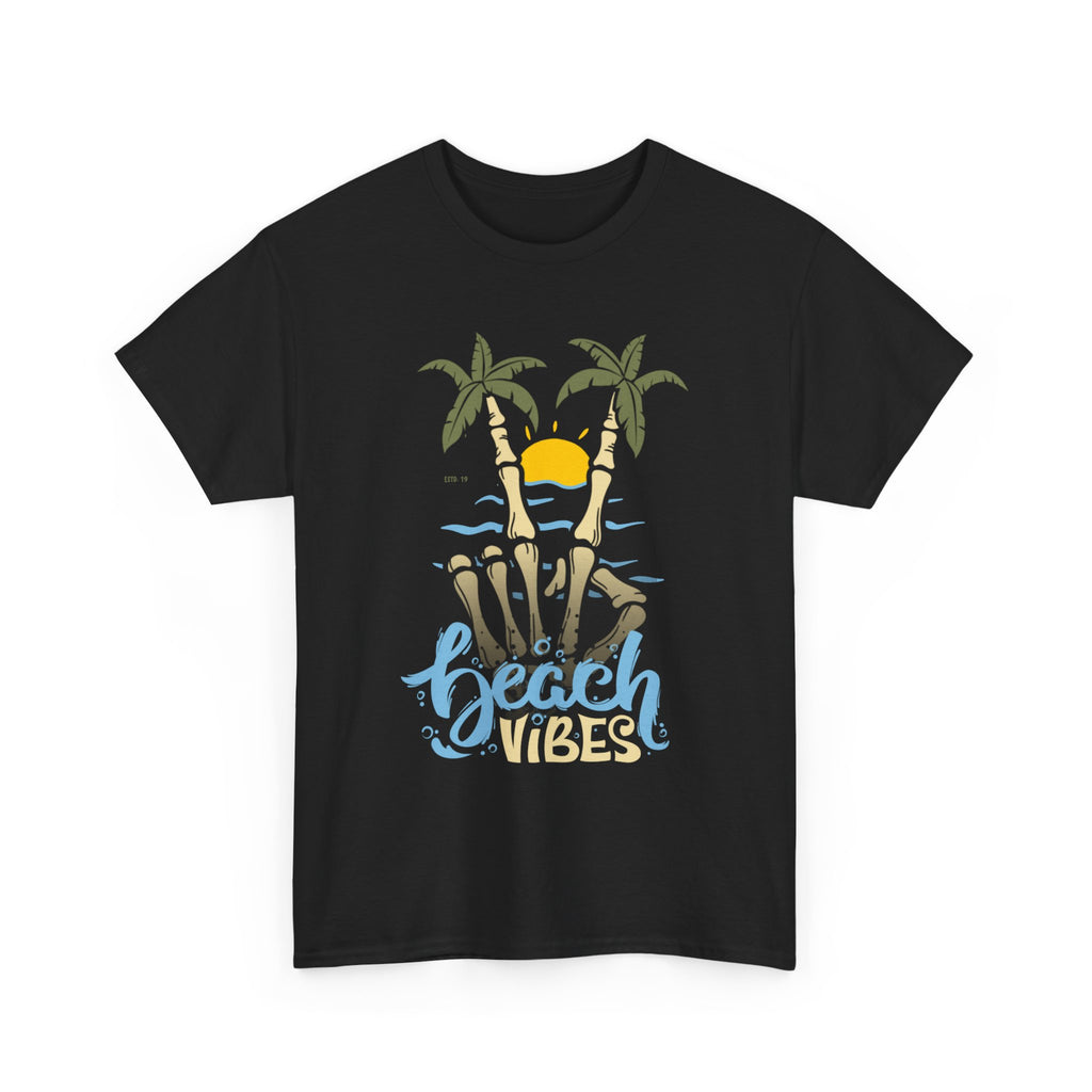 Unisex Beach Vibes Skull hand Heavy Cotton Tee