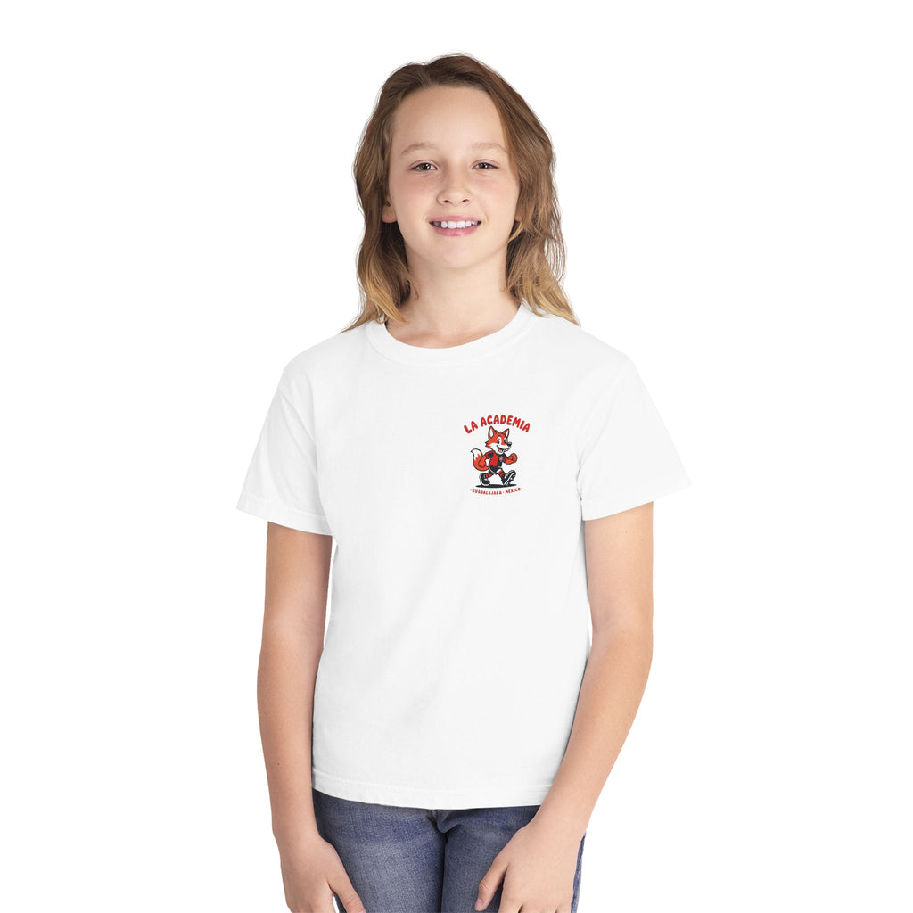 La Academia Youth Tee — Retro Fox Mascot School Shirt
