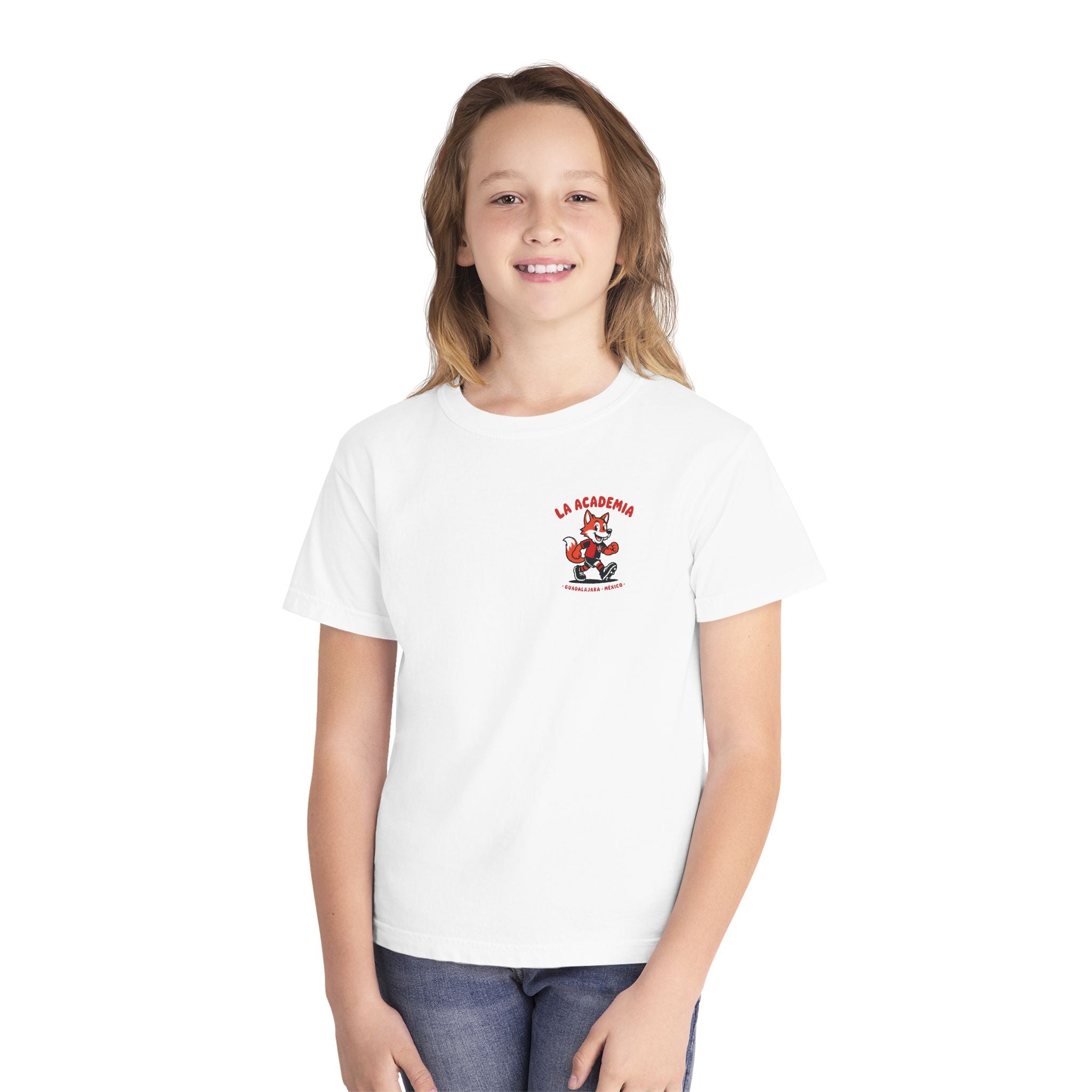 La Academia Youth Tee — Retro Fox Mascot School Shirt