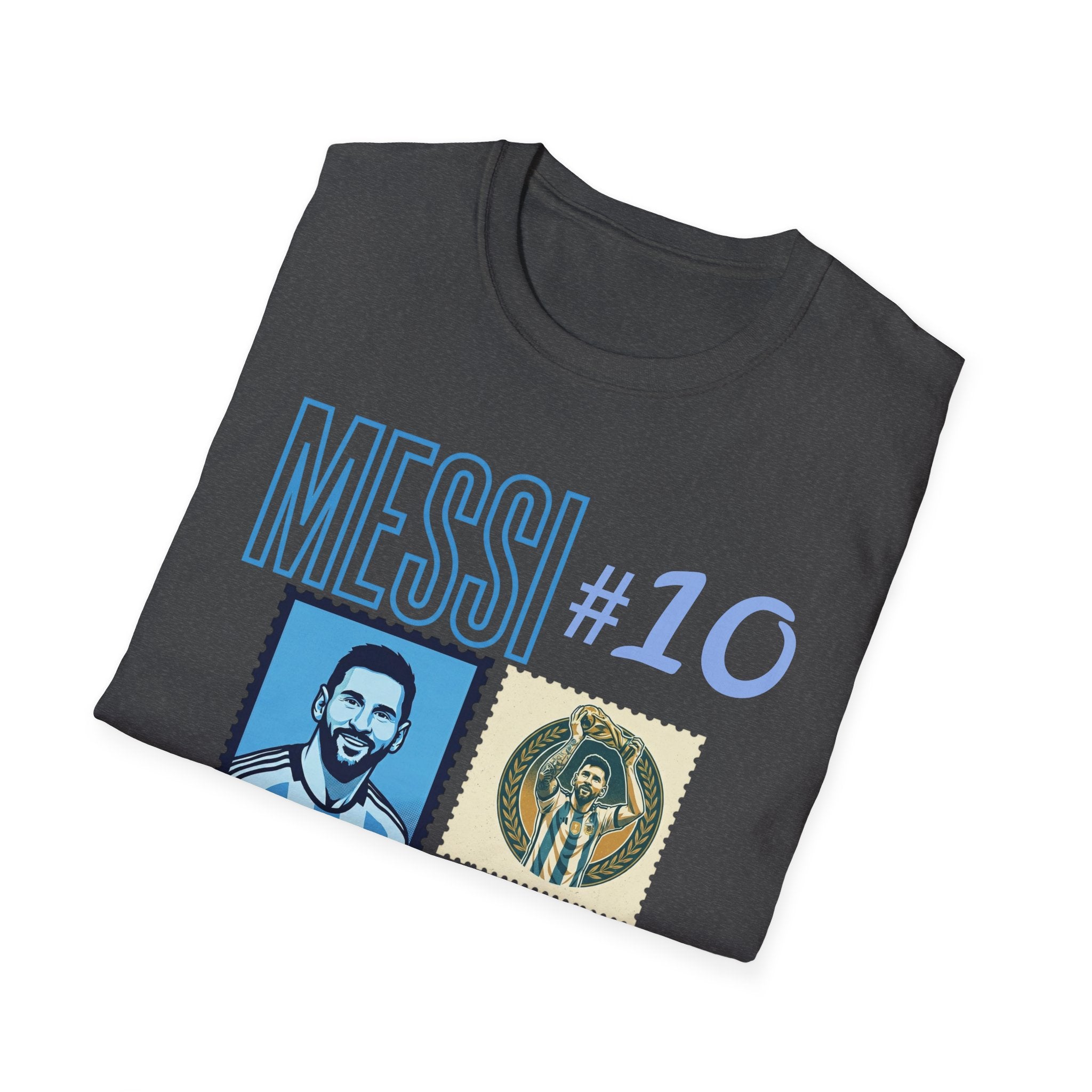 Messi #10 Argentina Jersey T-Shirt — Retro Stamp Collage Soccer Tee