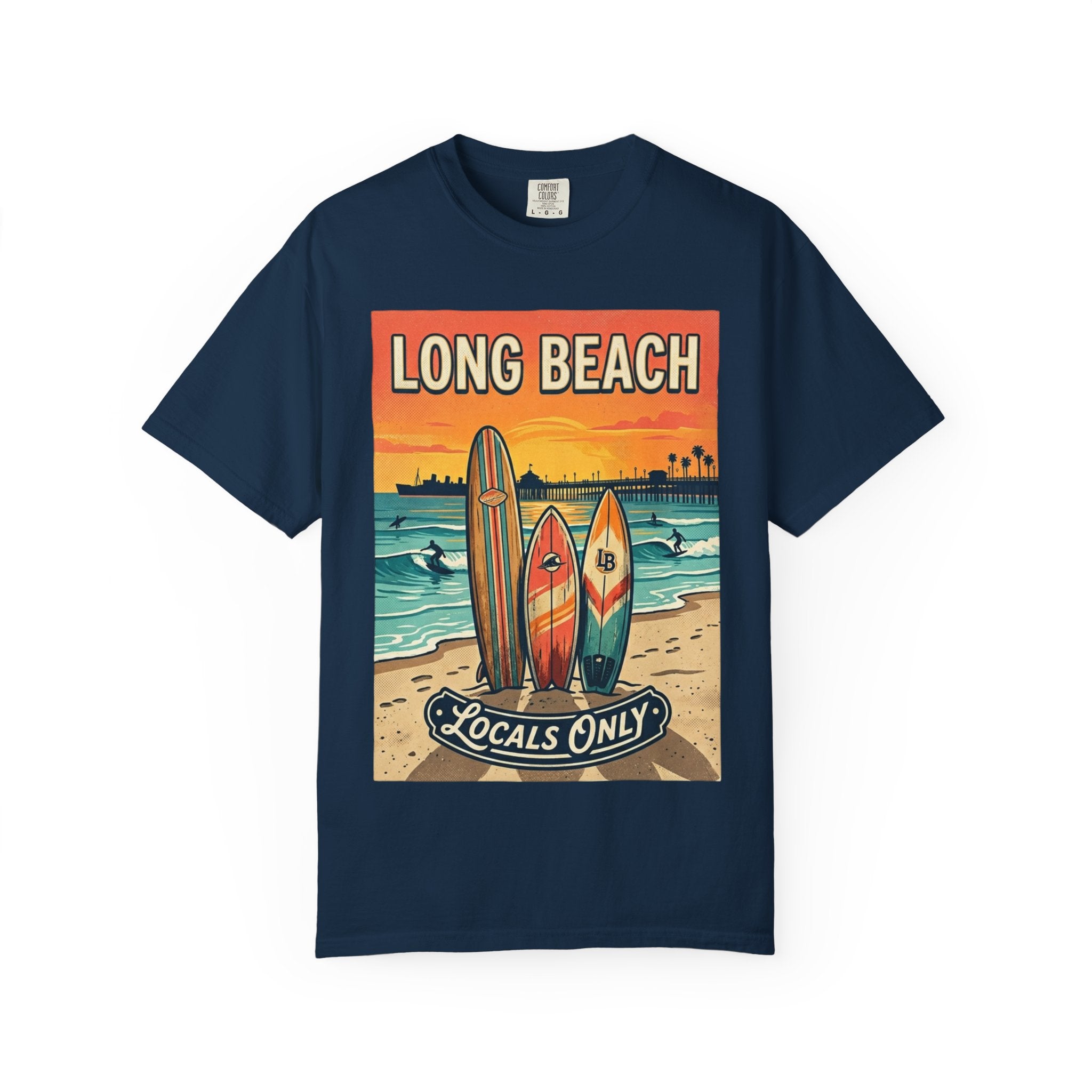 Long Beach Surf Poster T-Shirt — "Locals Only" Vintage Beach Tee