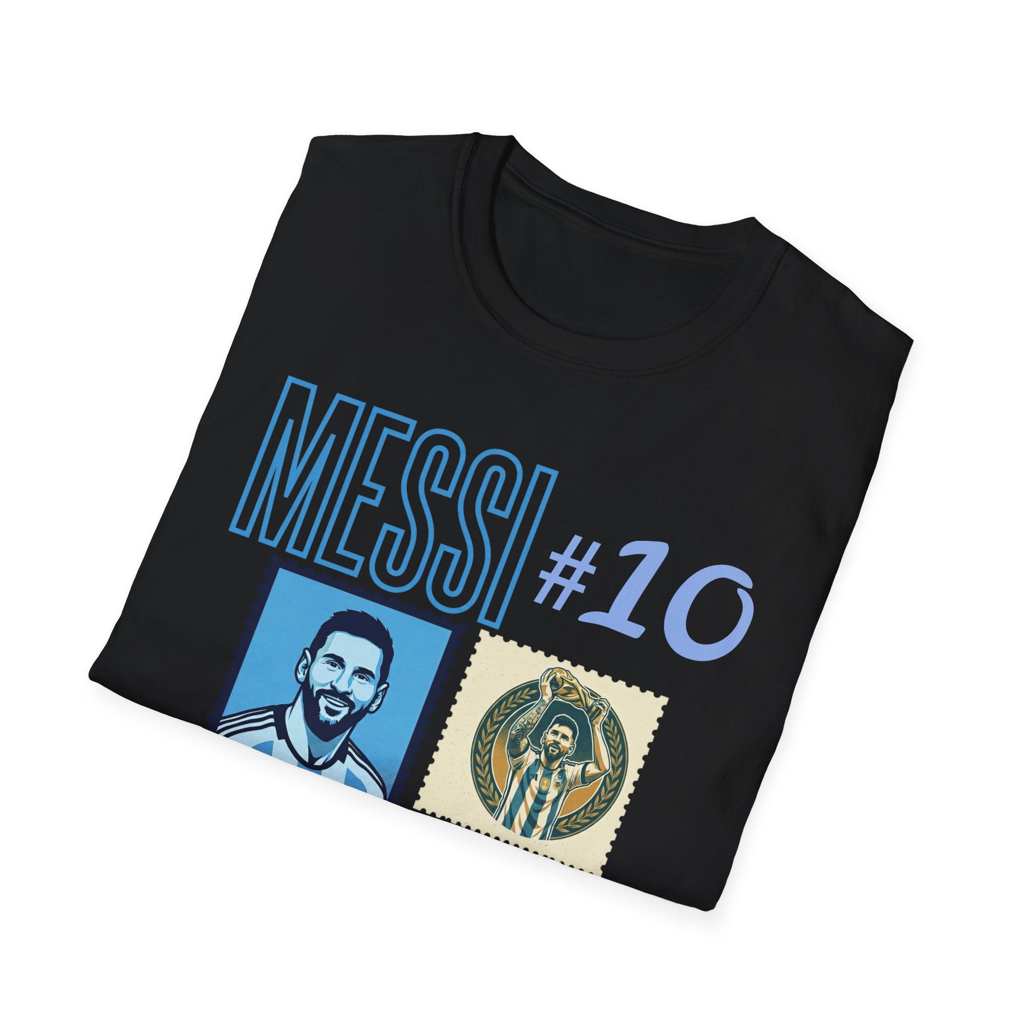 Messi #10 Argentina Jersey T-Shirt — Retro Stamp Collage Soccer Tee