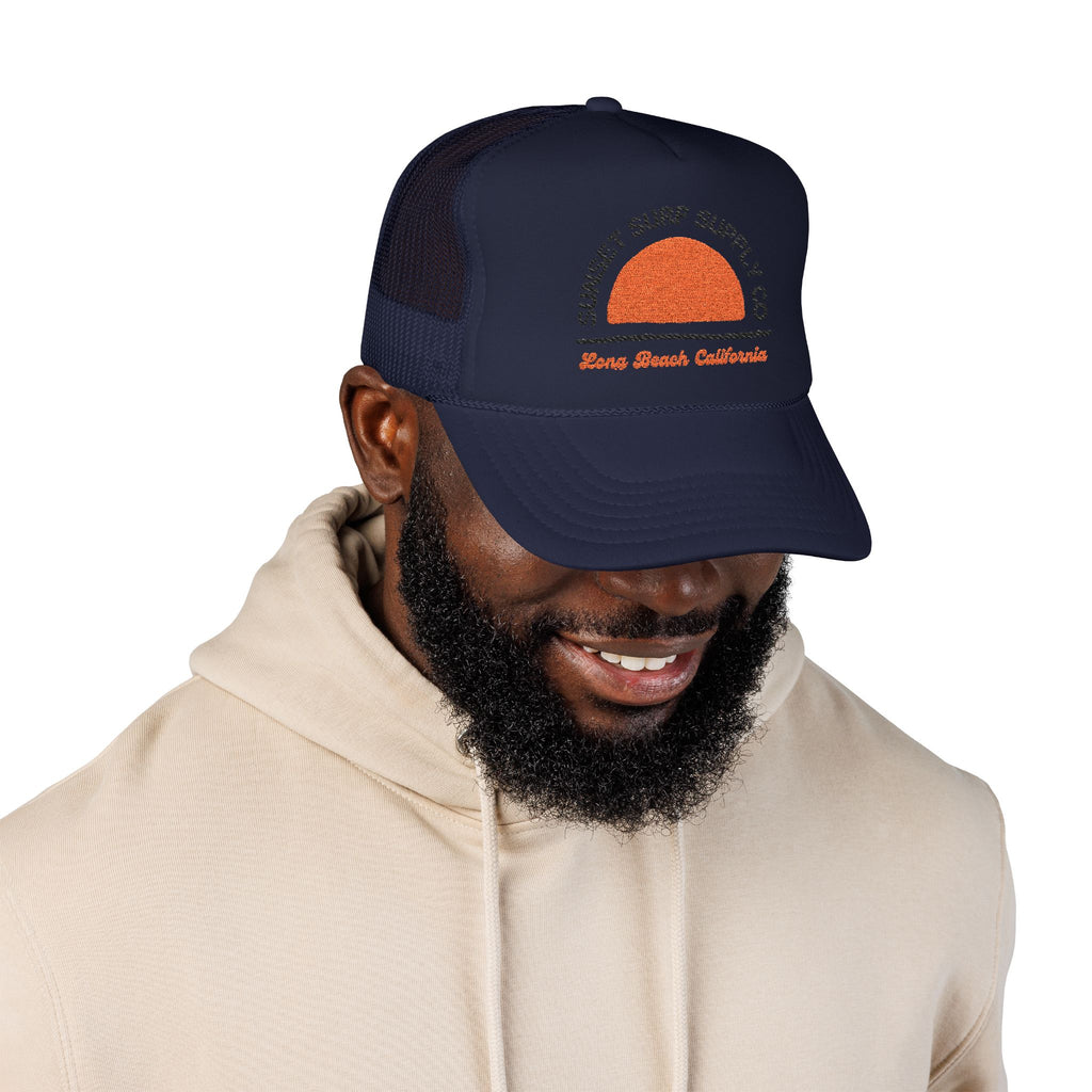 Foam Sunset Long Beach Trucker Hat