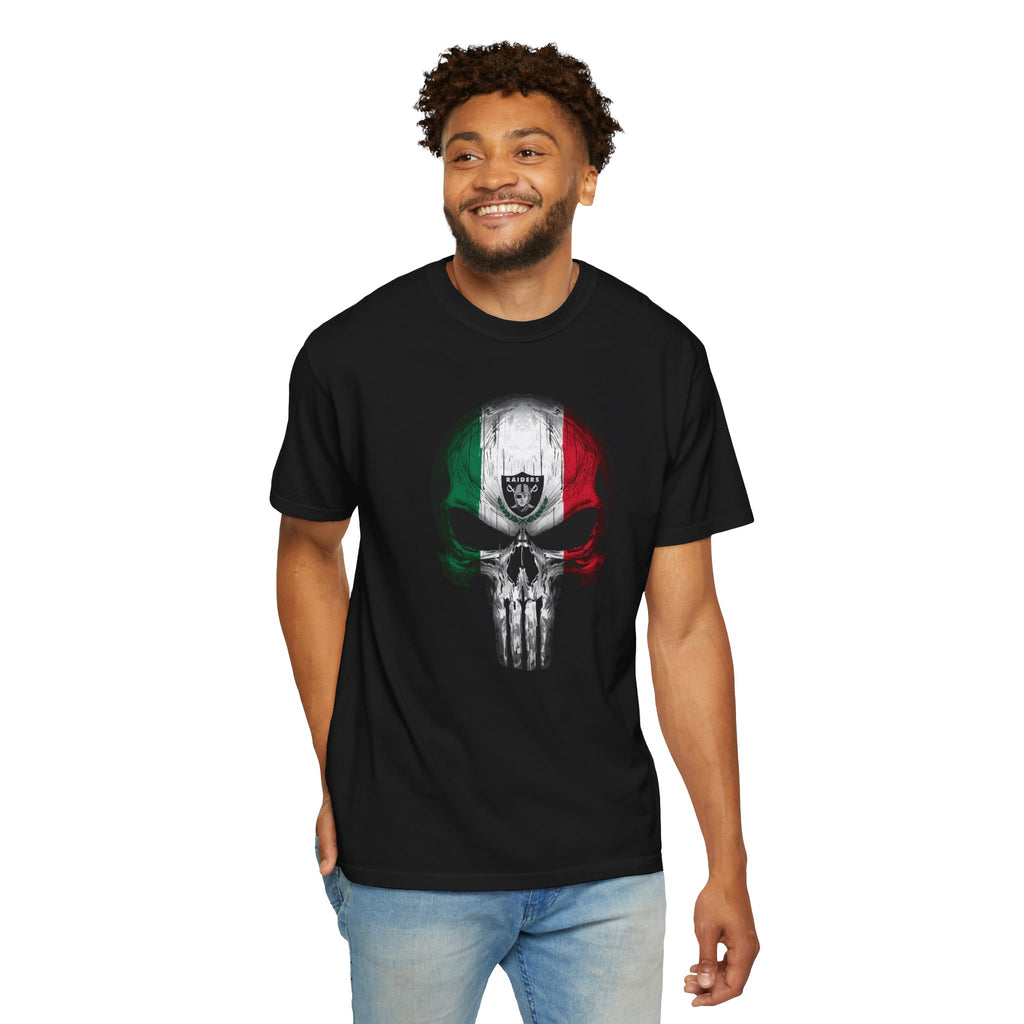 Unisex Garment-Dyed T-shirt Raiders Skull Mexico Flag
