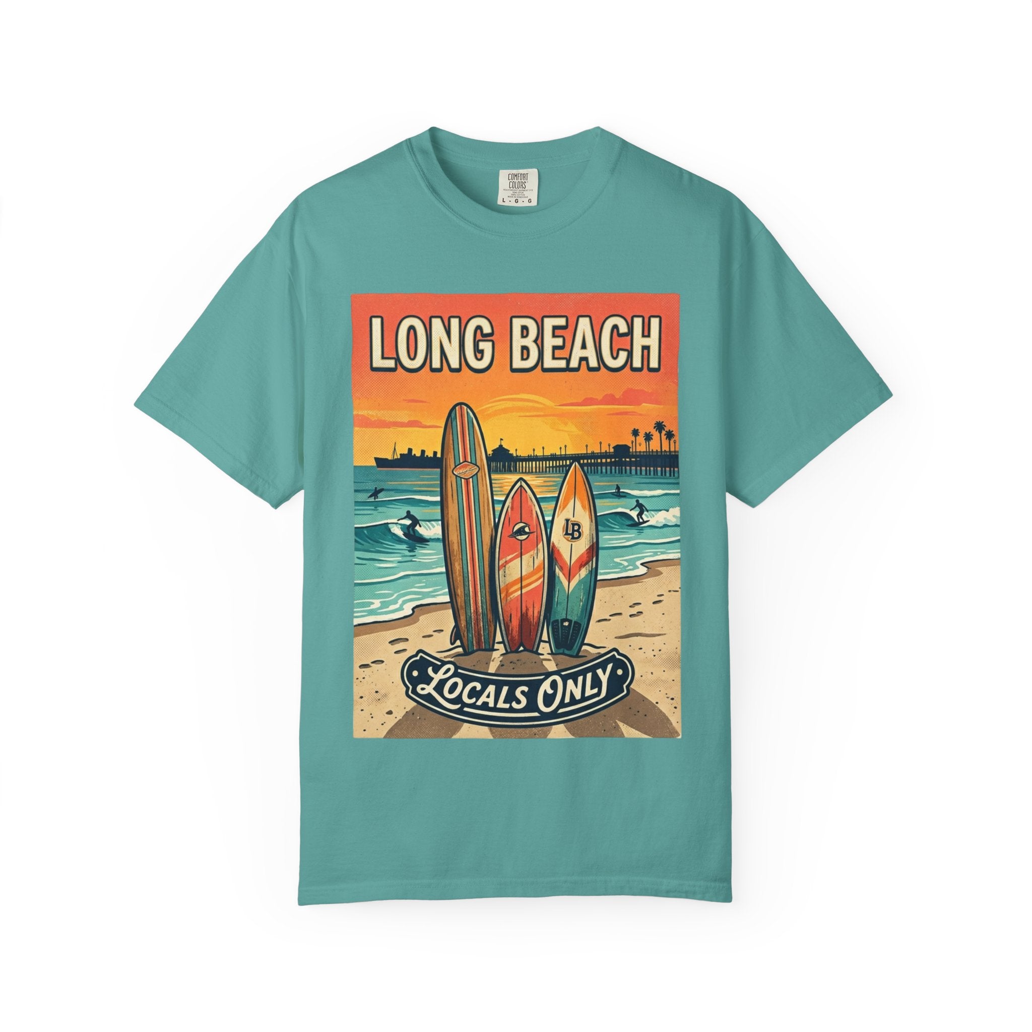 Long Beach Surf Poster T-Shirt — "Locals Only" Vintage Beach Tee