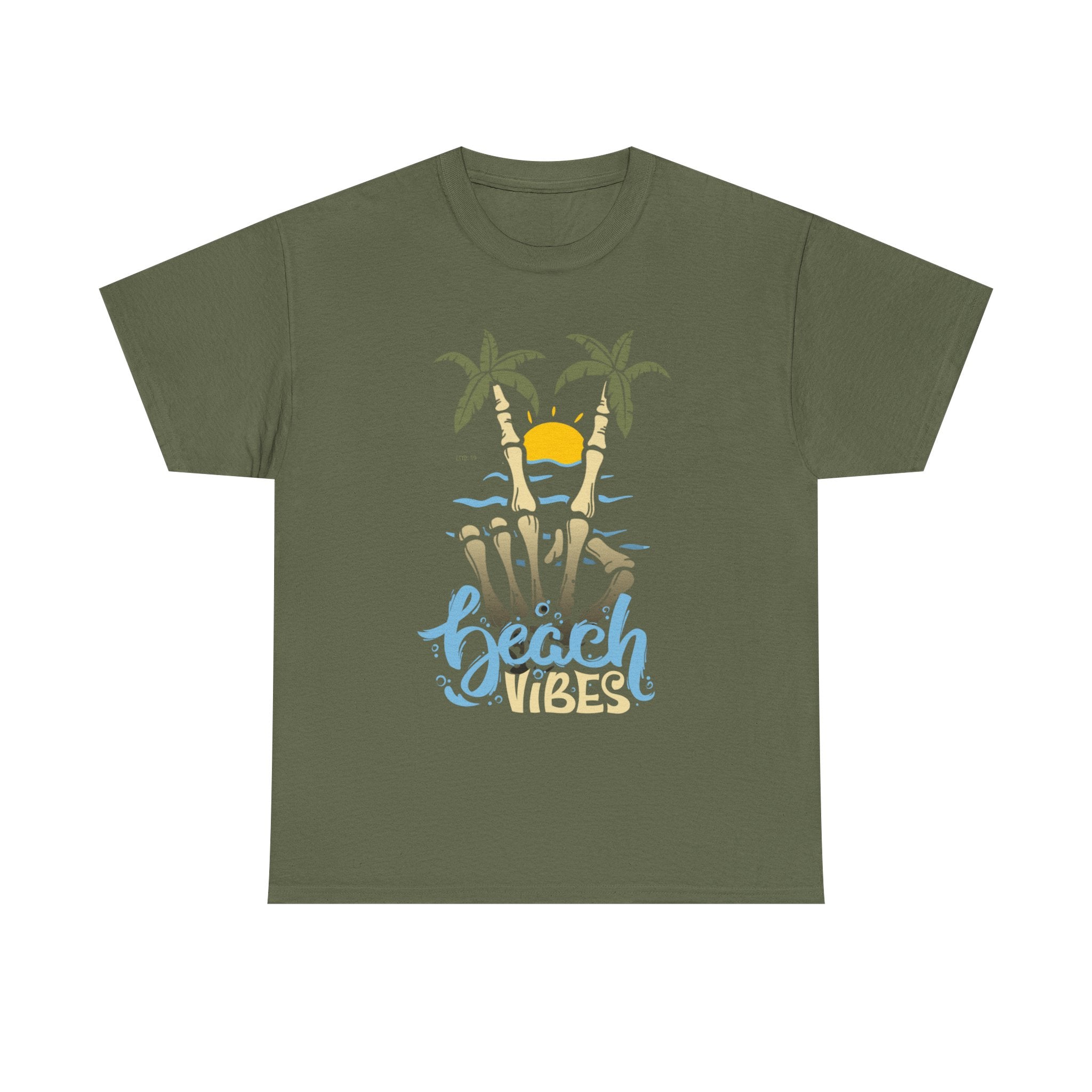 Unisex Beach Vibes Skull hand Heavy Cotton Tee
