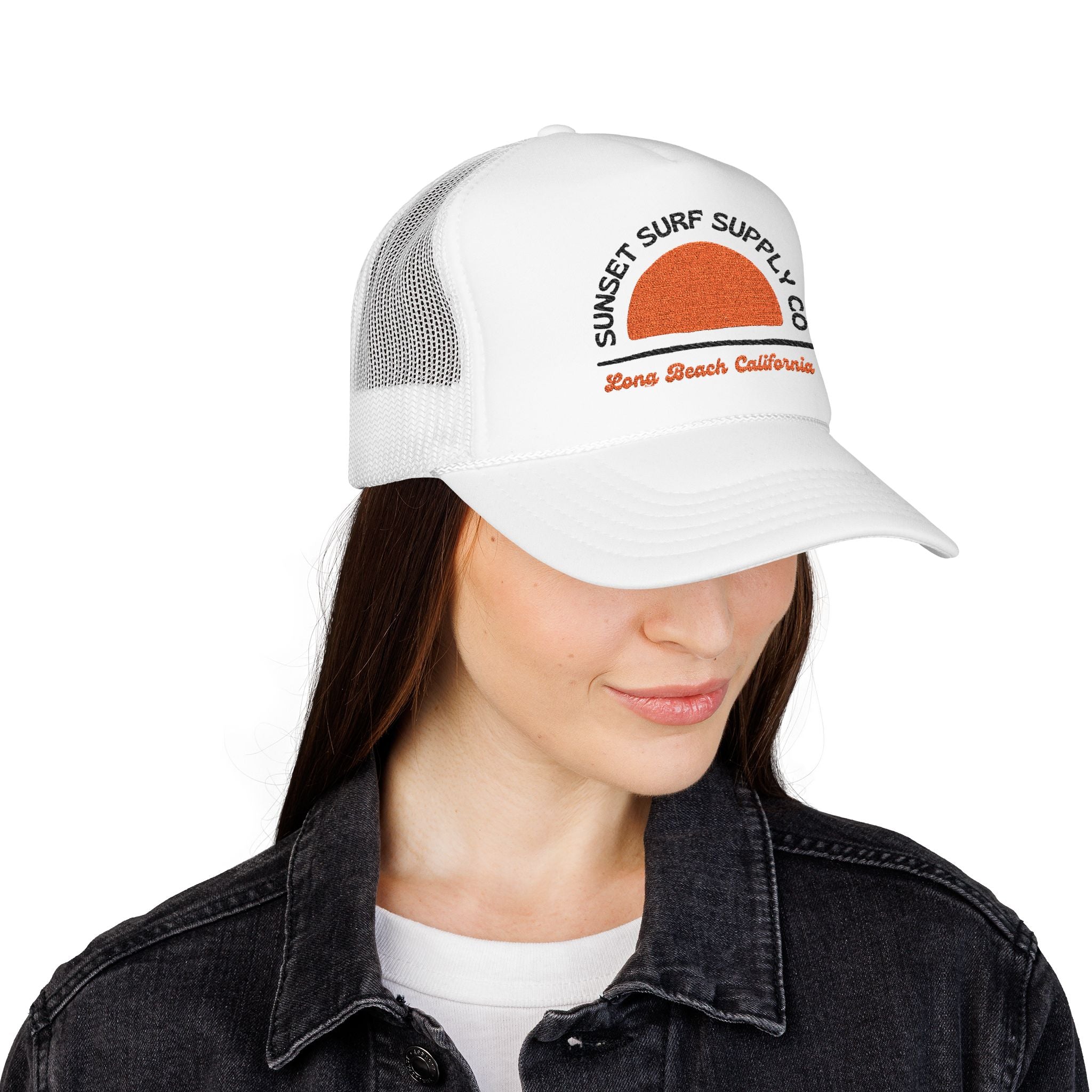 Foam Sunset Long Beach Trucker Hat
