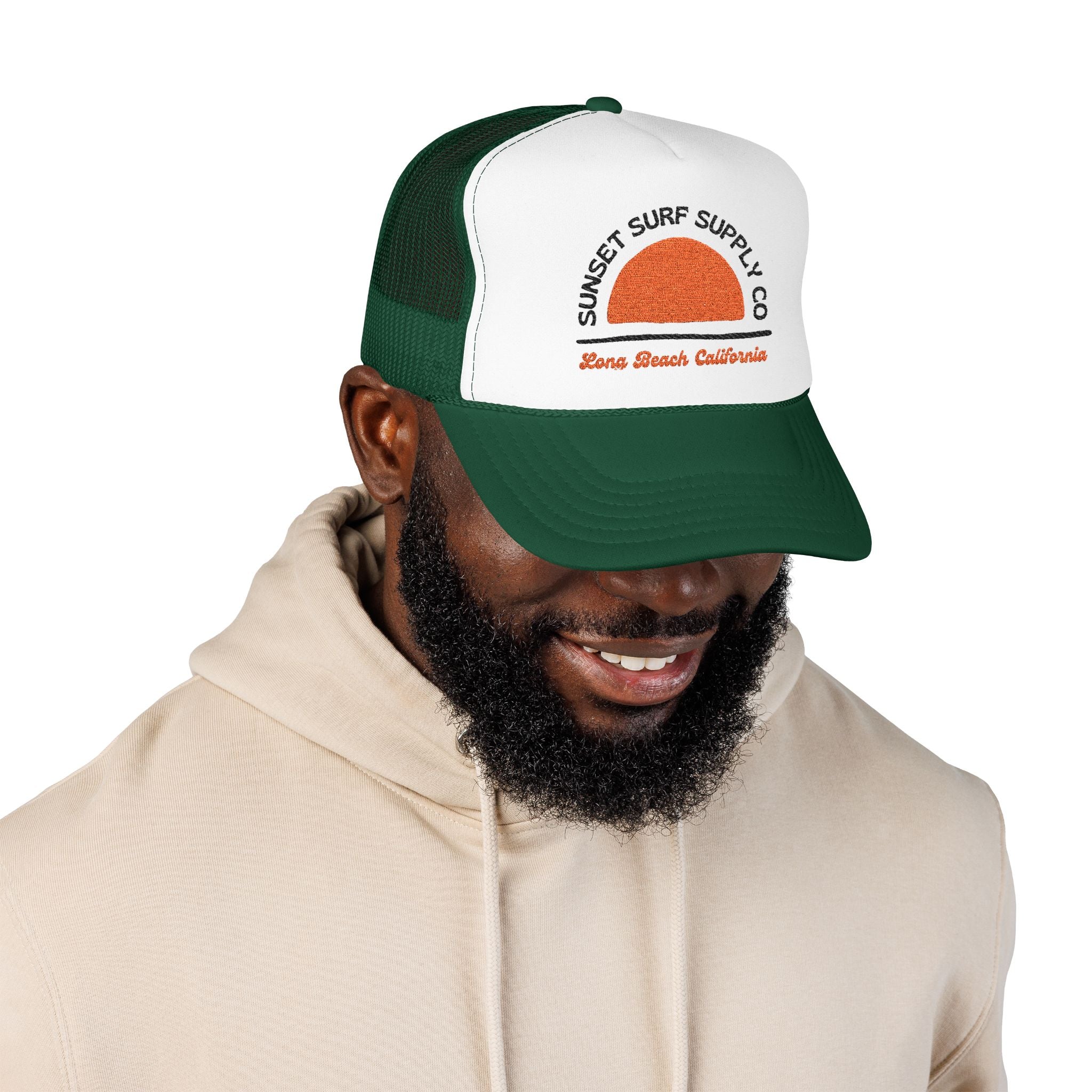 Foam Sunset Long Beach Trucker Hat