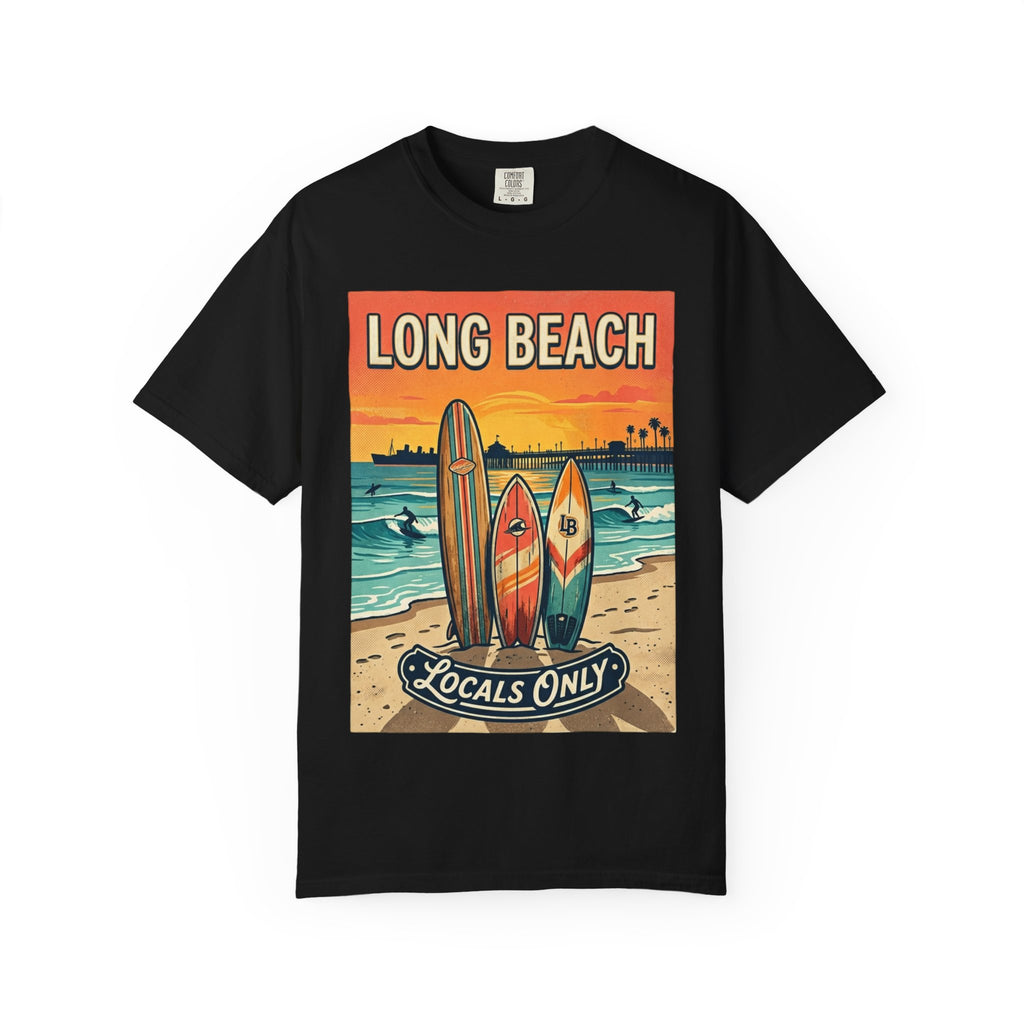 Long Beach Surf Poster T-Shirt — "Locals Only" Vintage Beach Tee