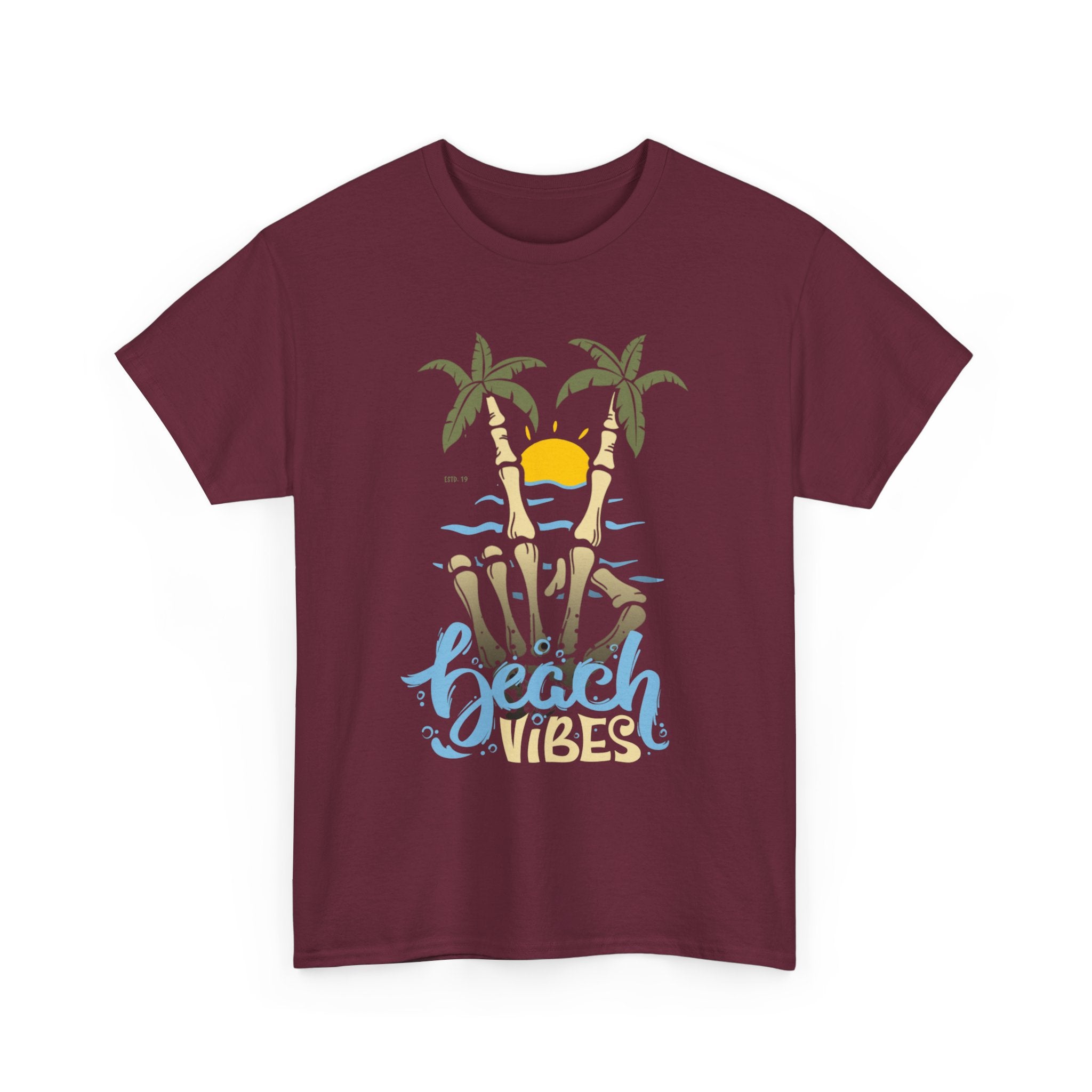 Unisex Beach Vibes Skull hand Heavy Cotton Tee