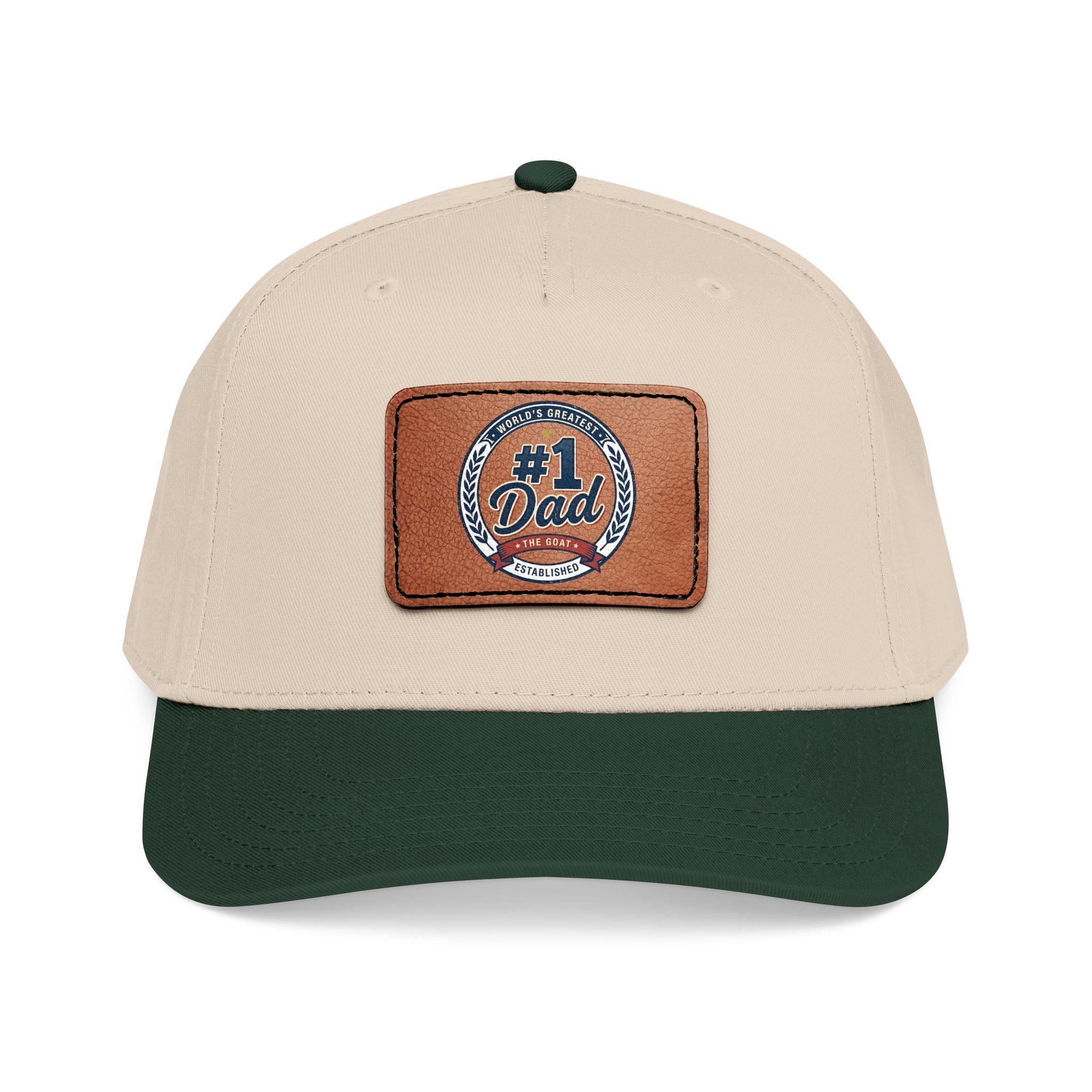 Mid Profile Baseball Cap with Leather Patch (Rectangle)