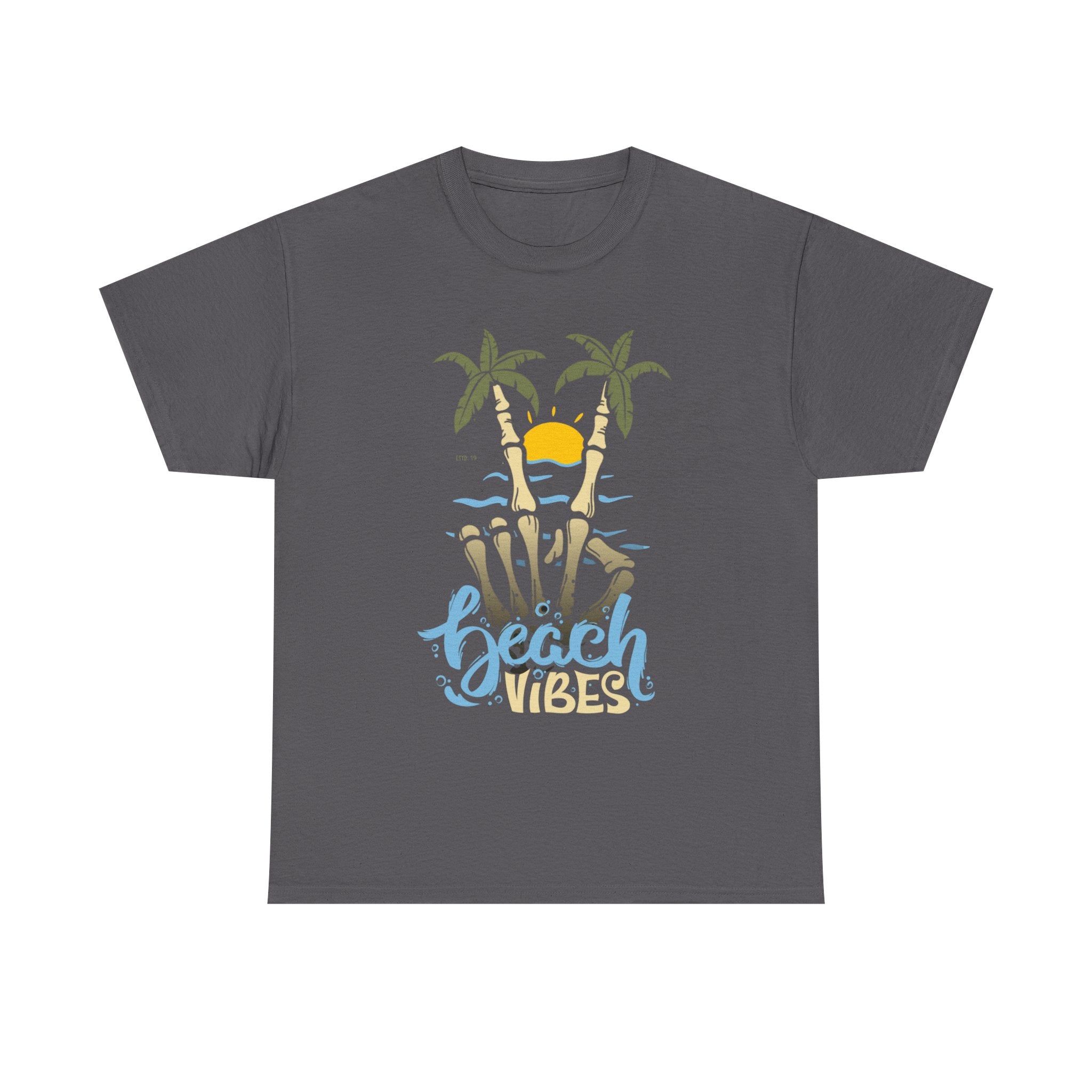 Unisex Beach Vibes Skull hand Heavy Cotton Tee