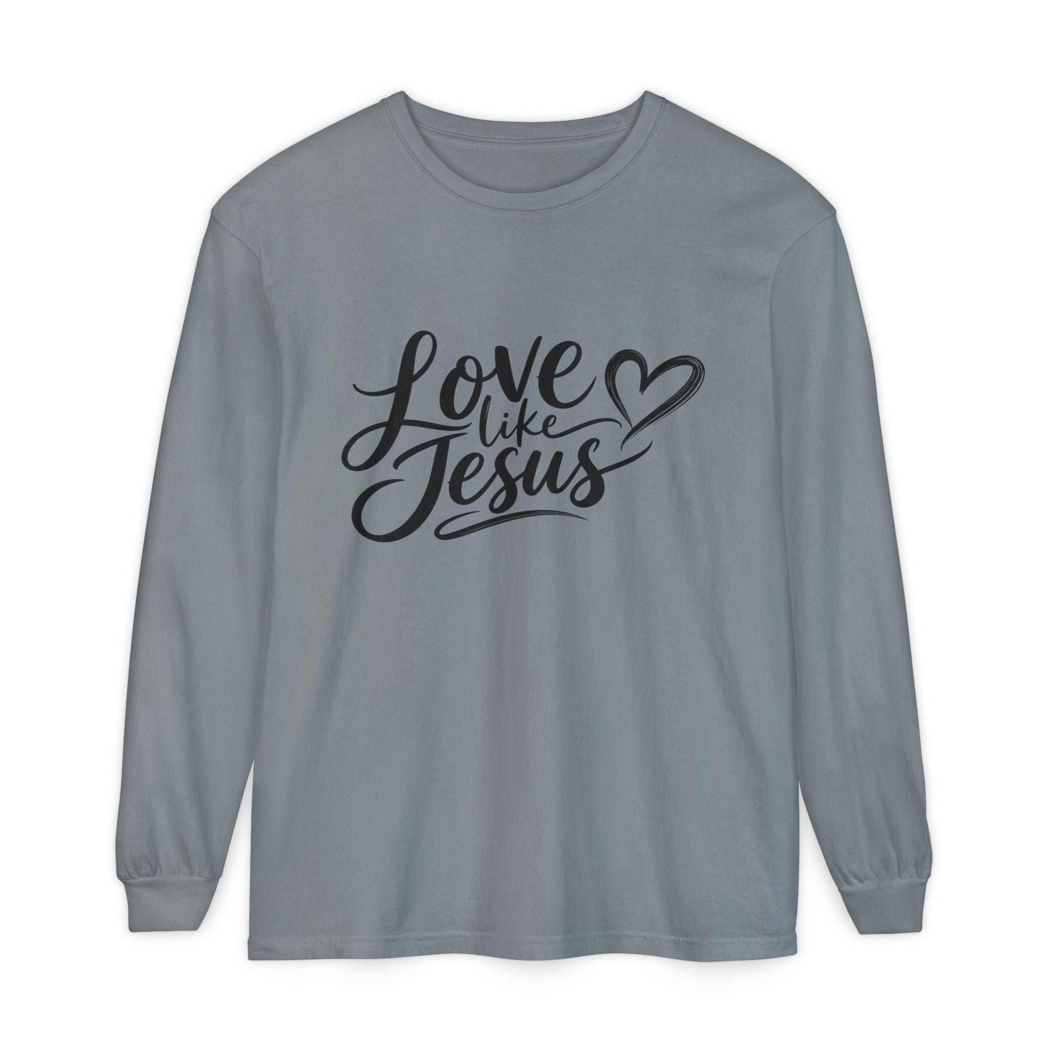 Unisex Garment-dyed Long Sleeve T-Shirt Love Like Jesus