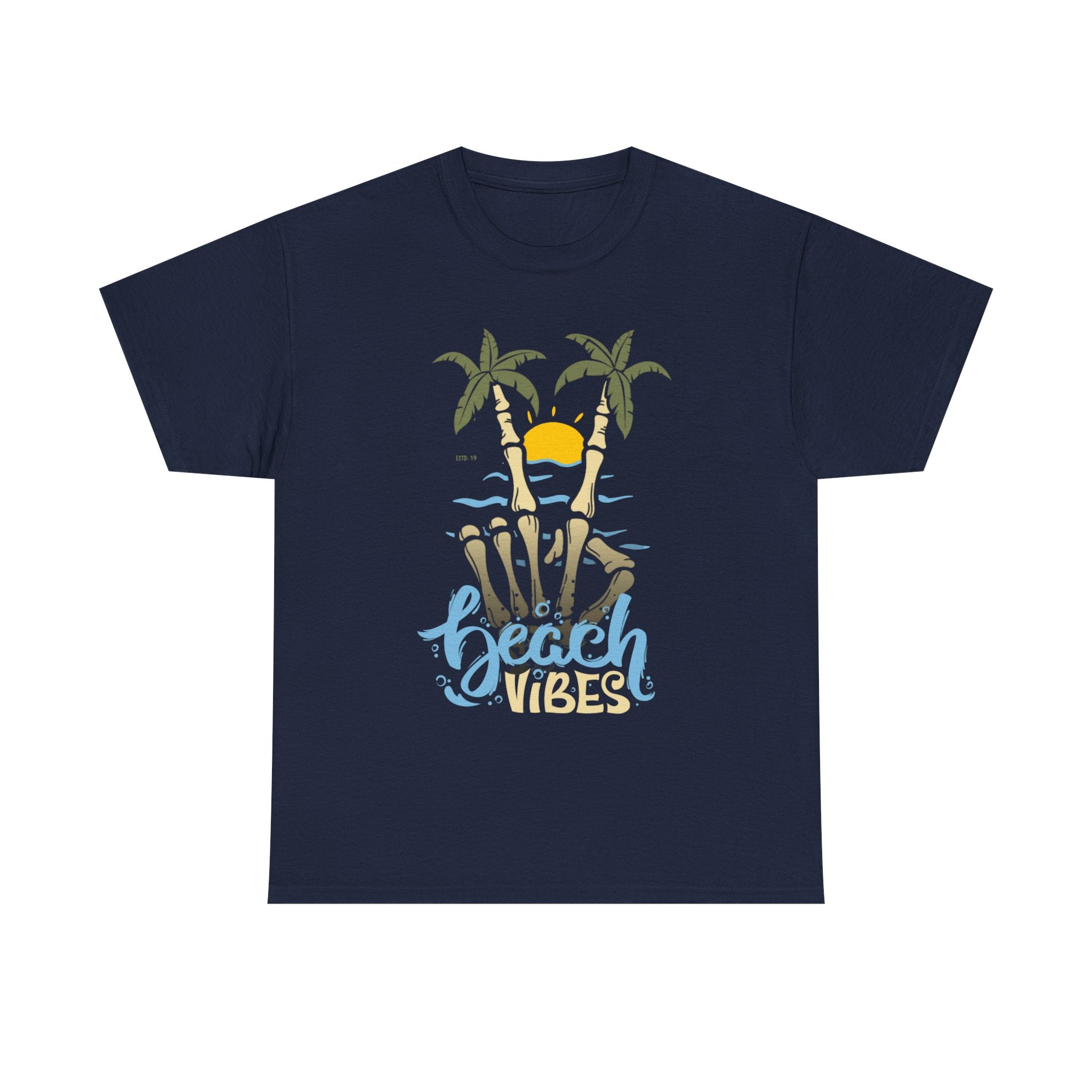 Unisex Beach Vibes Skull hand Heavy Cotton Tee