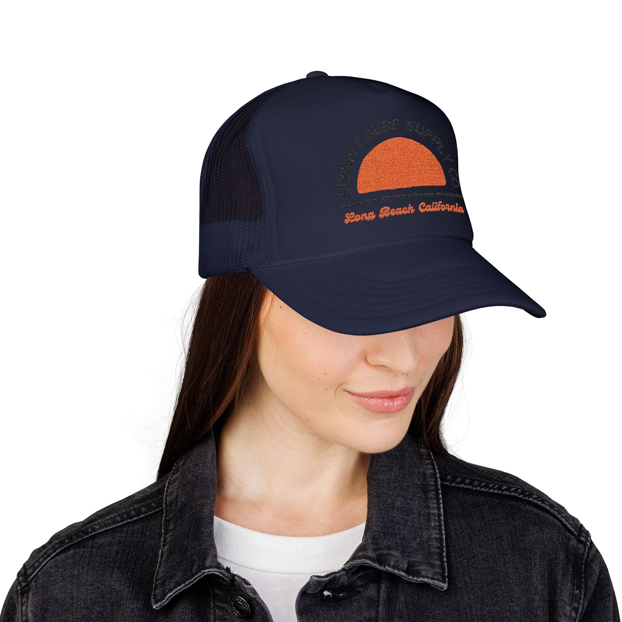 Foam Sunset Long Beach Trucker Hat