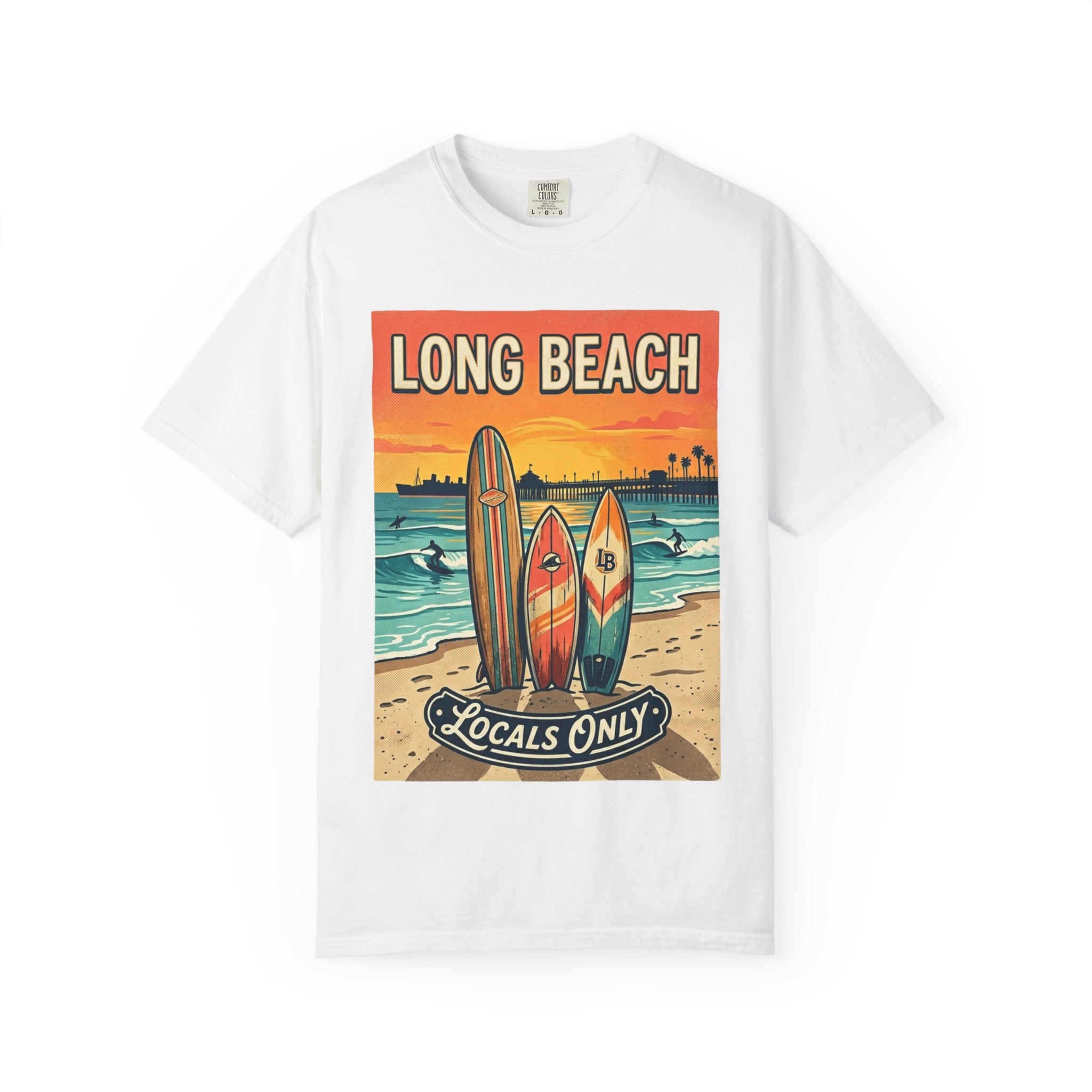 Long Beach Surf Poster T-Shirt — "Locals Only" Vintage Beach Tee