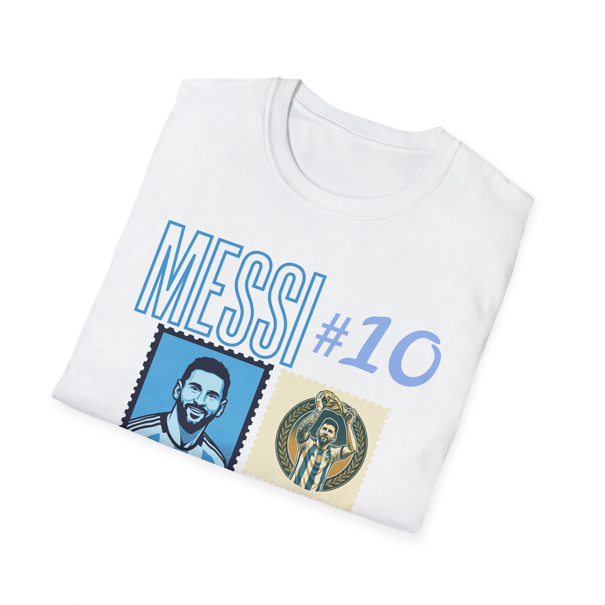 Messi #10 Argentina Jersey T-Shirt — Retro Stamp Collage Soccer Tee
