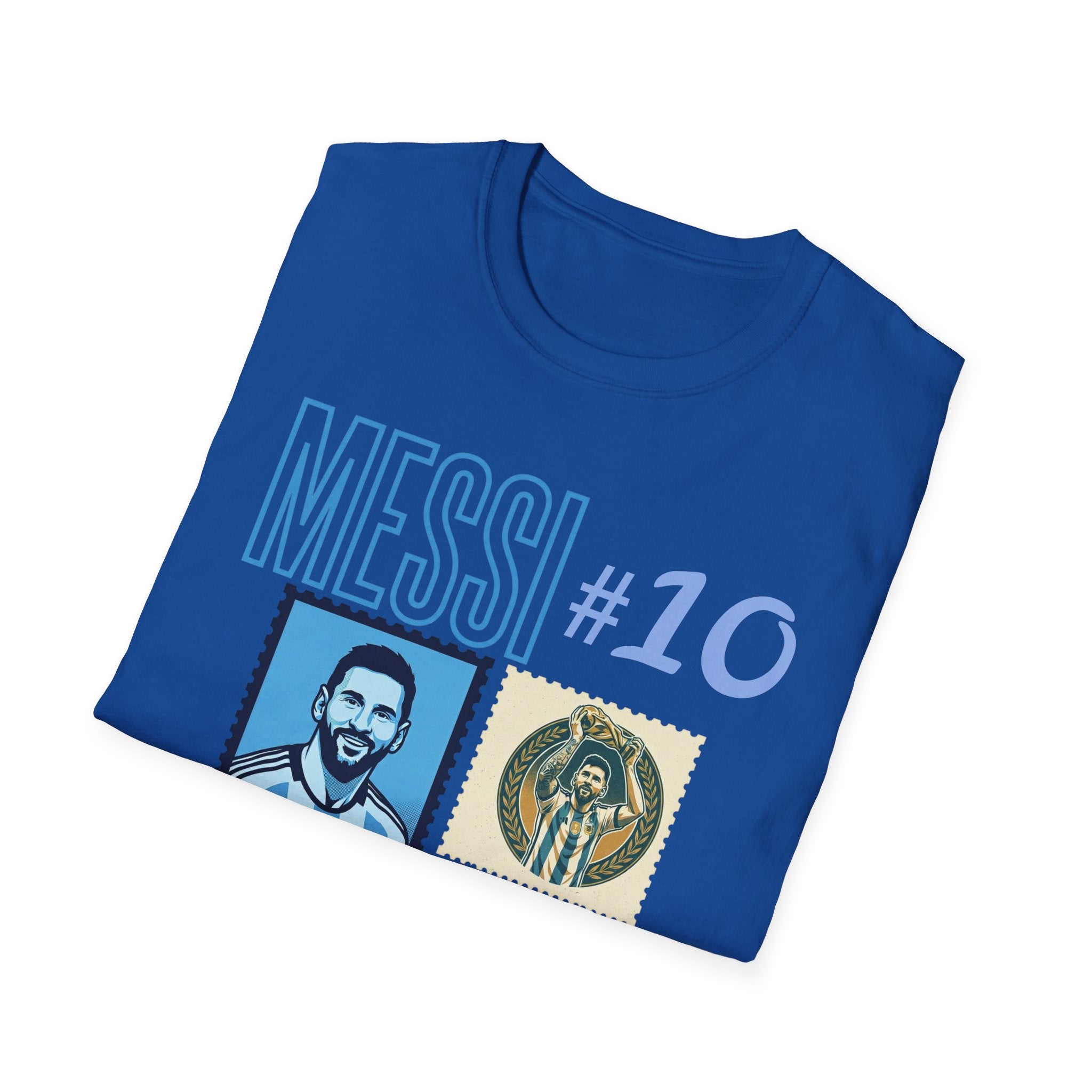 Messi #10 Argentina Jersey T-Shirt — Retro Stamp Collage Soccer Tee
