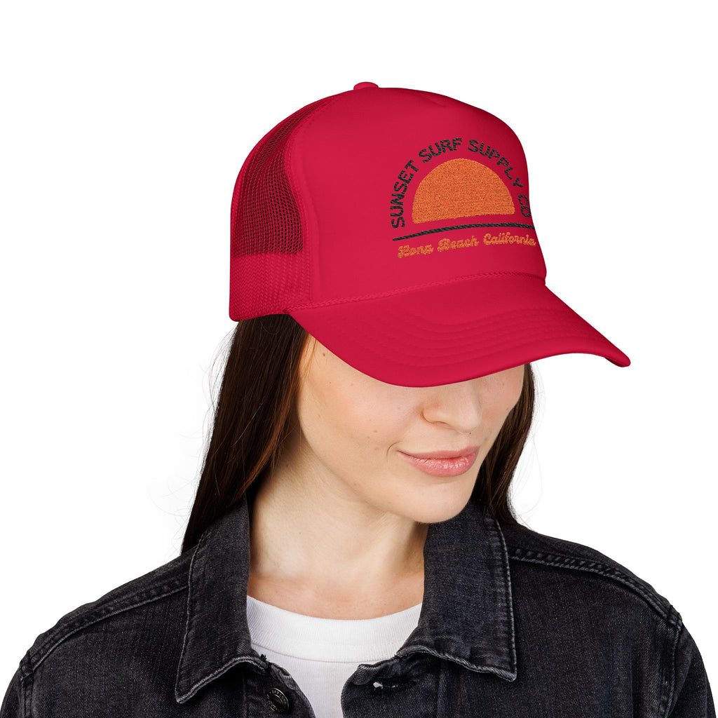 Foam Sunset Long Beach Trucker Hat
