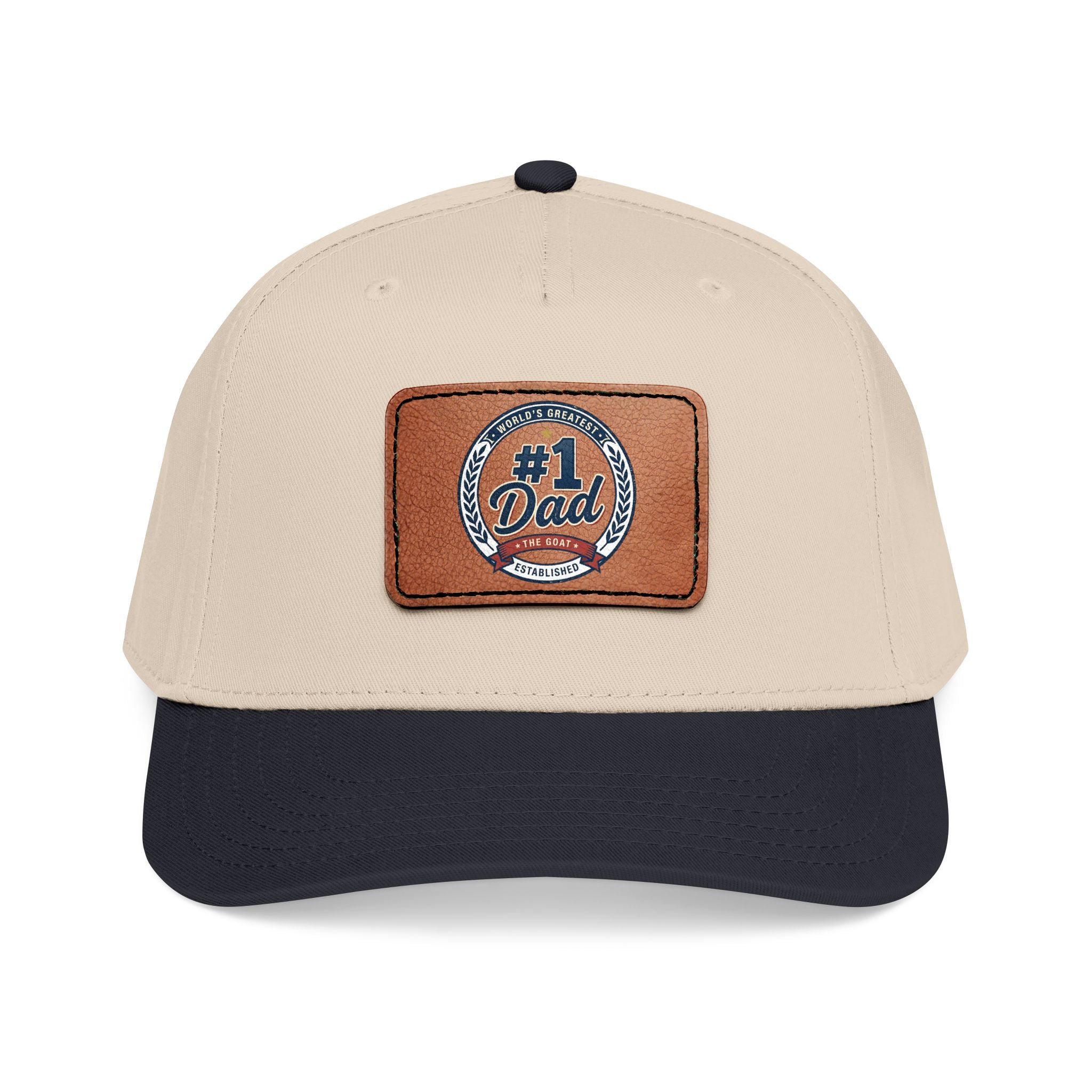 Mid Profile Baseball Cap with Leather Patch (Rectangle)
