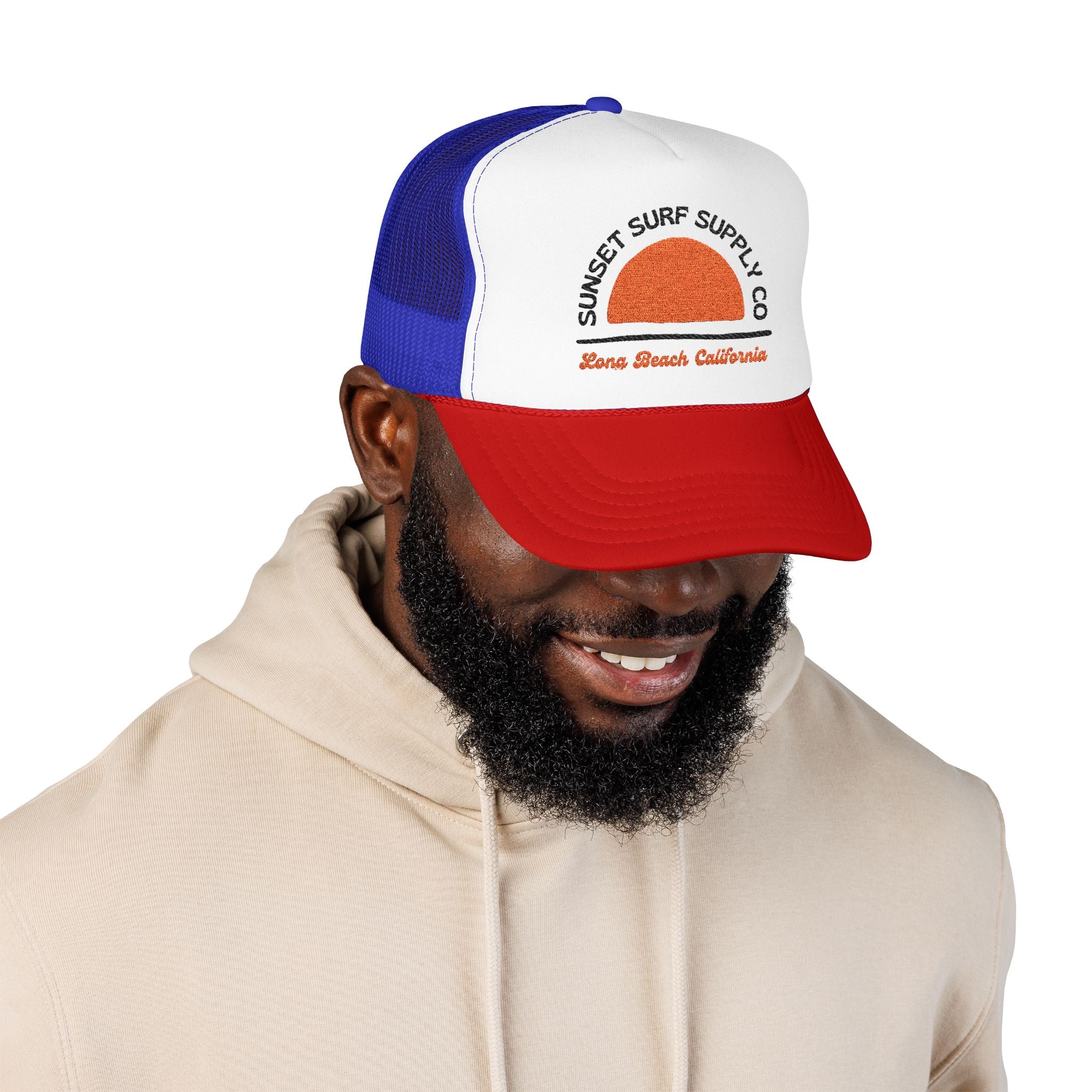 Foam Sunset Long Beach Trucker Hat