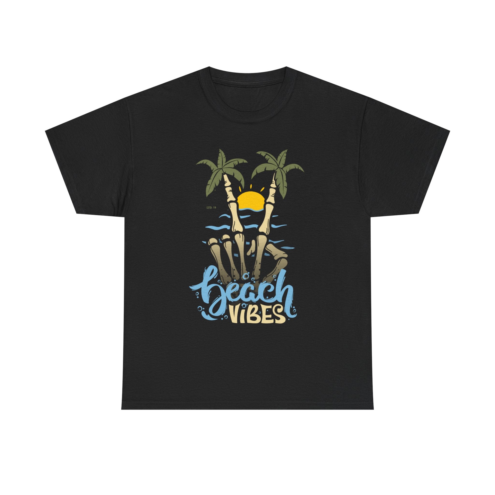 Unisex Beach Vibes Skull hand Heavy Cotton Tee