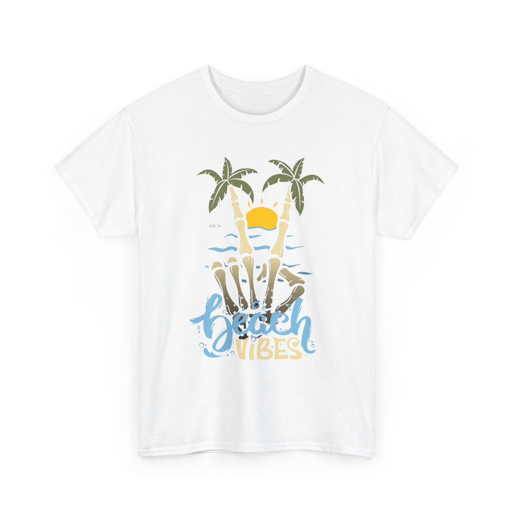 Unisex Beach Vibes Skull hand Heavy Cotton Tee