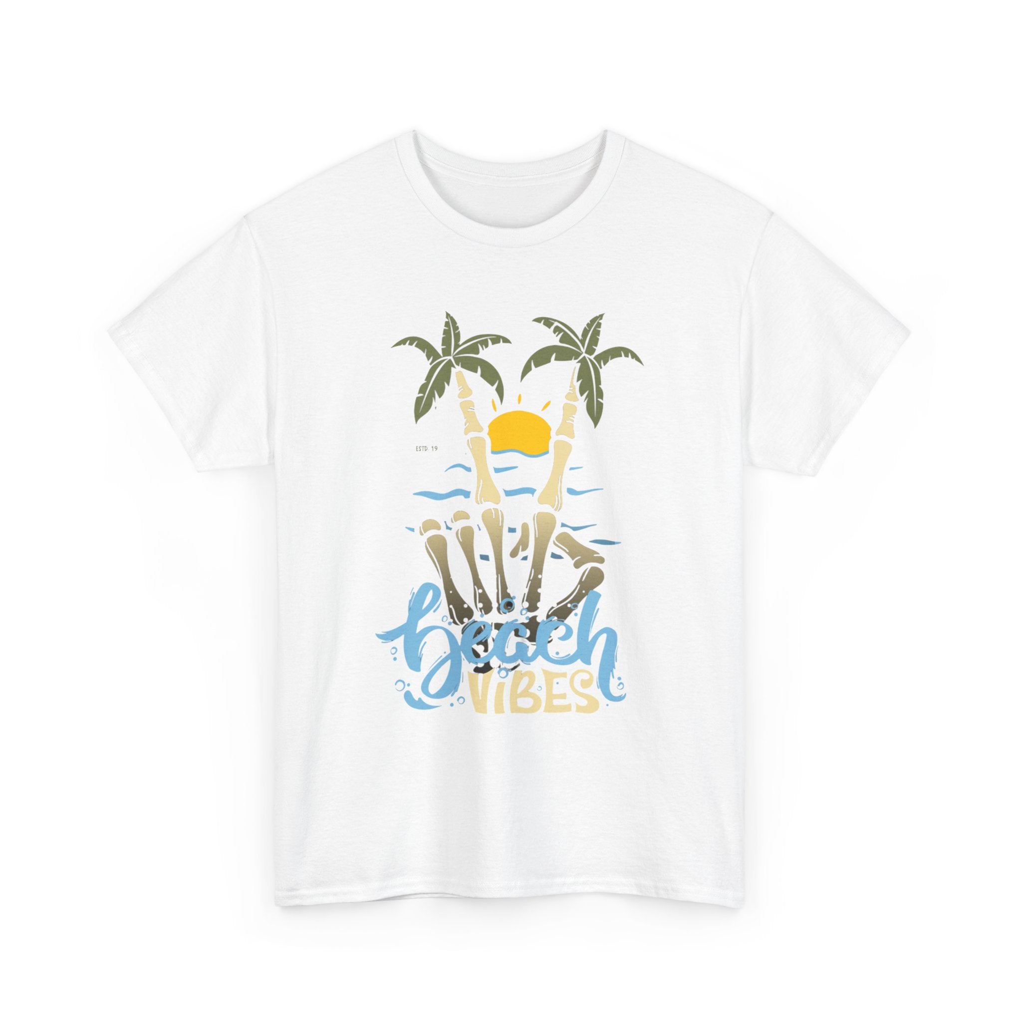Unisex Beach Vibes Skull hand Heavy Cotton Tee
