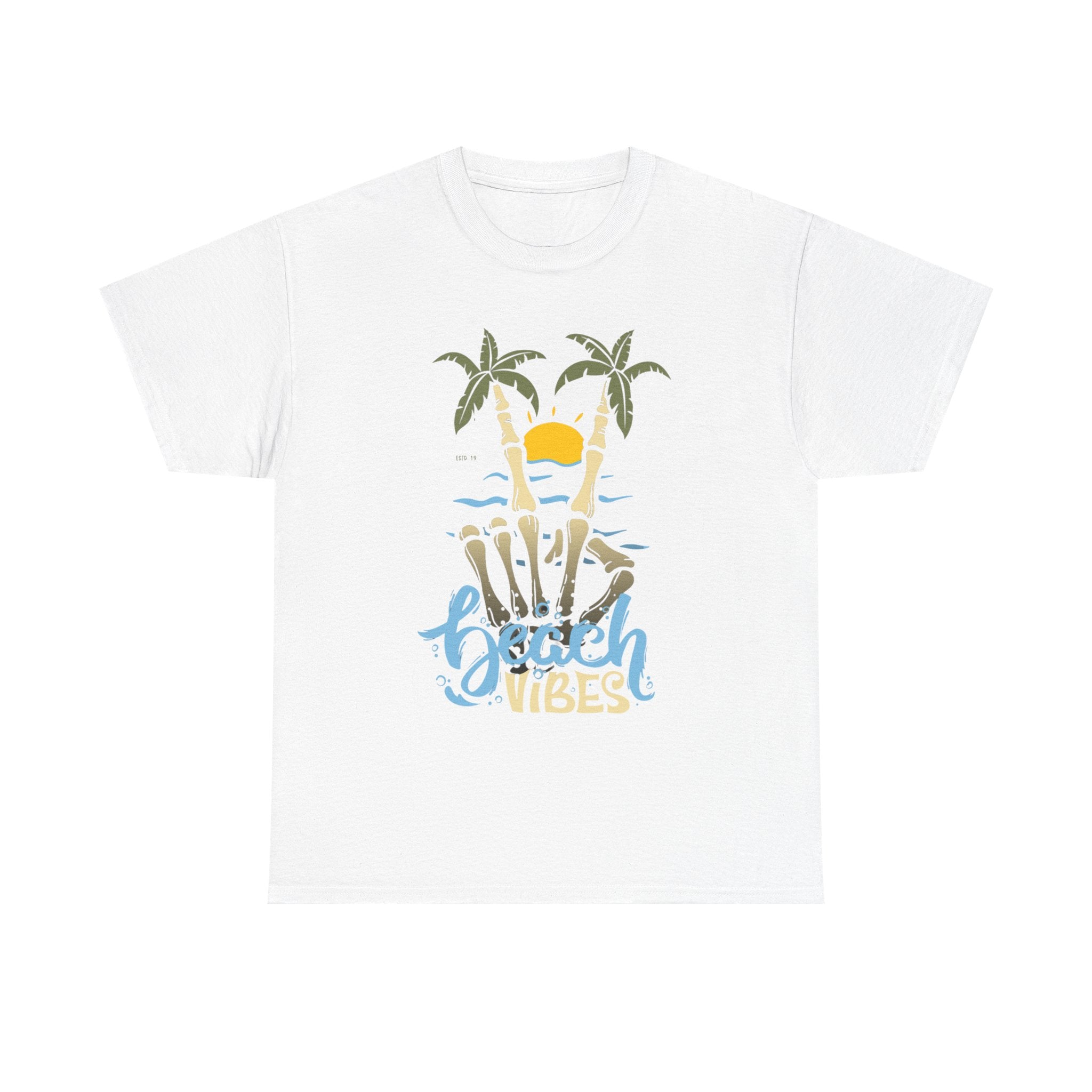 Unisex Beach Vibes Skull hand Heavy Cotton Tee