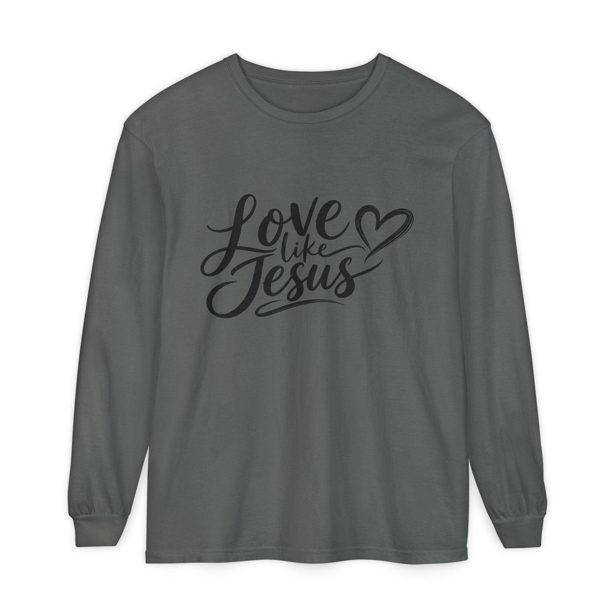 Unisex Garment-dyed Long Sleeve T-Shirt Love Like Jesus