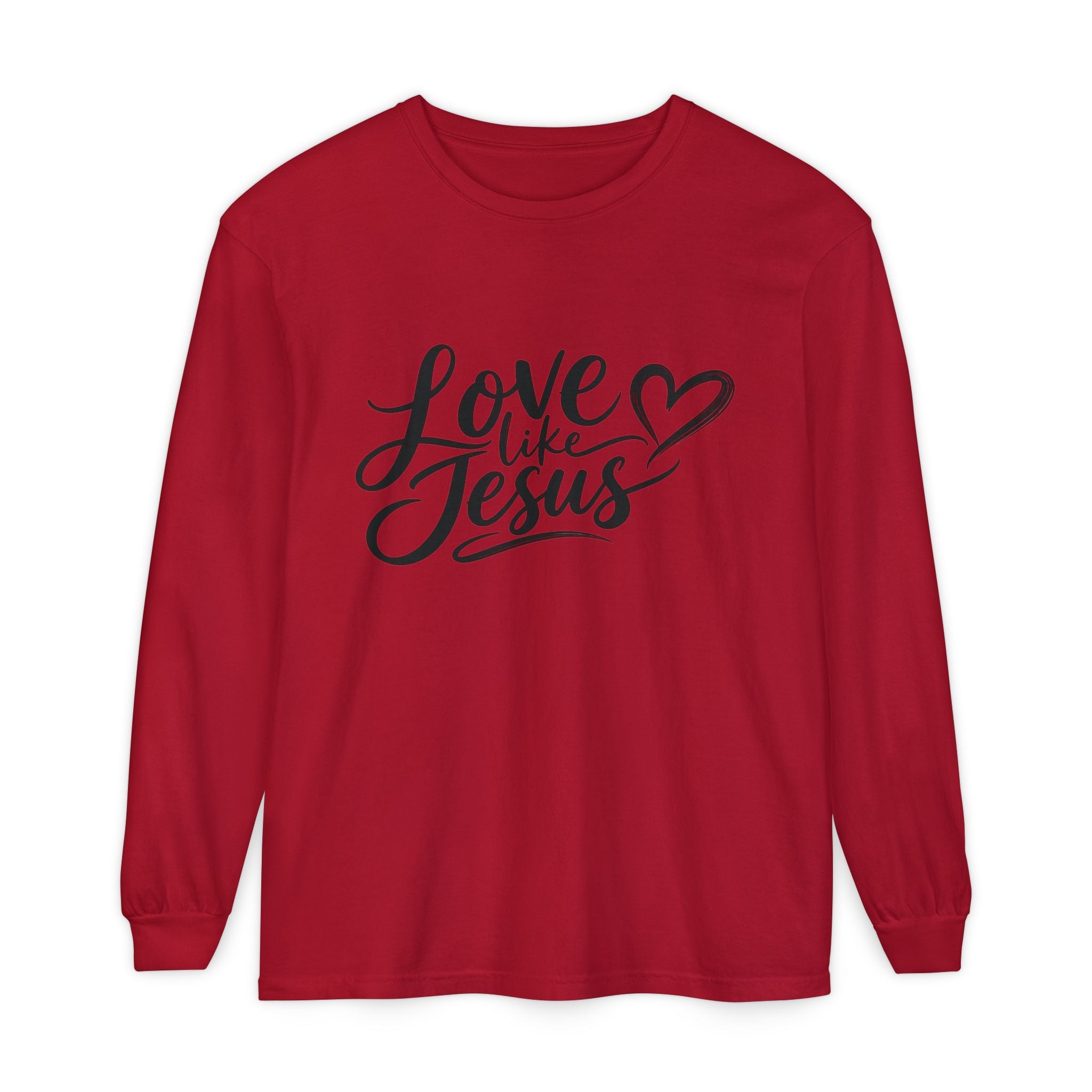 Unisex Garment-dyed Long Sleeve T-Shirt Love Like Jesus