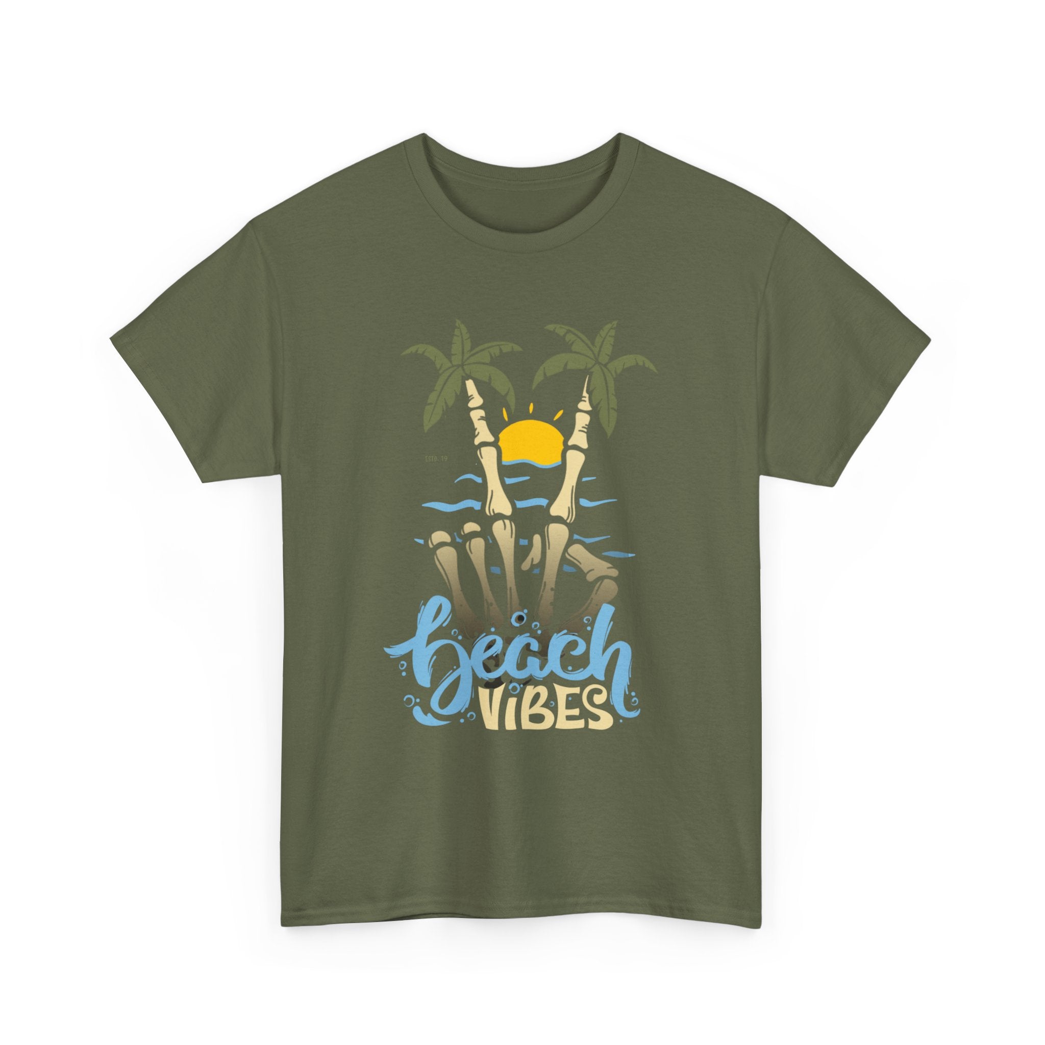 Unisex Beach Vibes Skull hand Heavy Cotton Tee