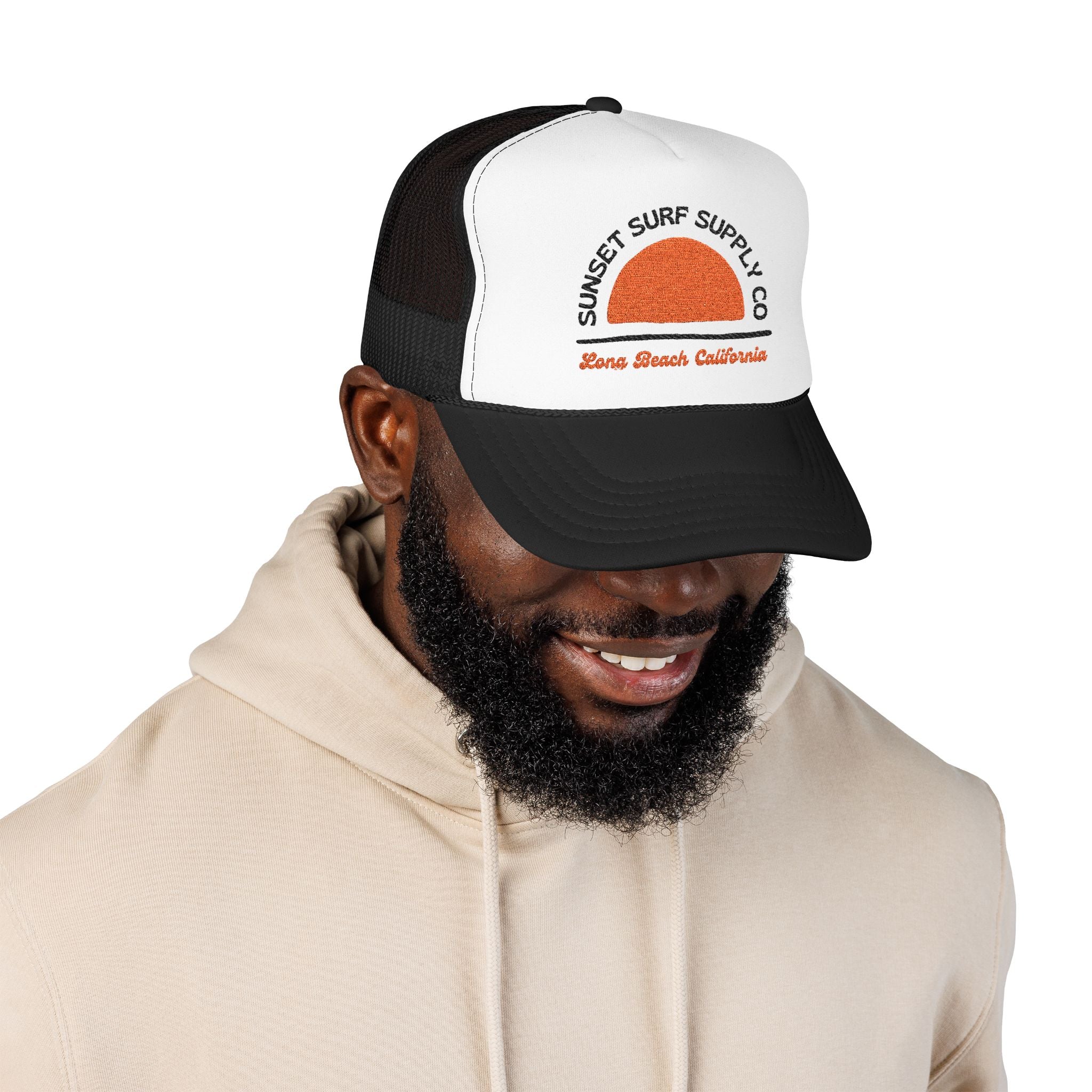 Foam Sunset Long Beach Trucker Hat