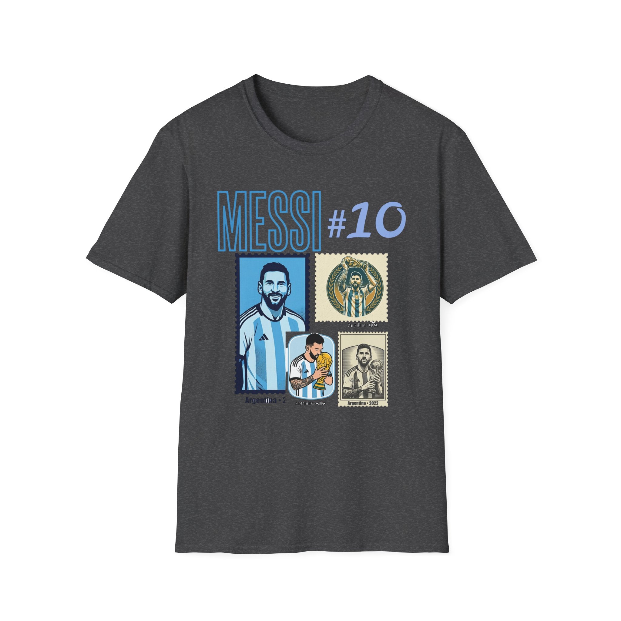 Messi #10 Argentina Jersey T-Shirt — Retro Stamp Collage Soccer Tee