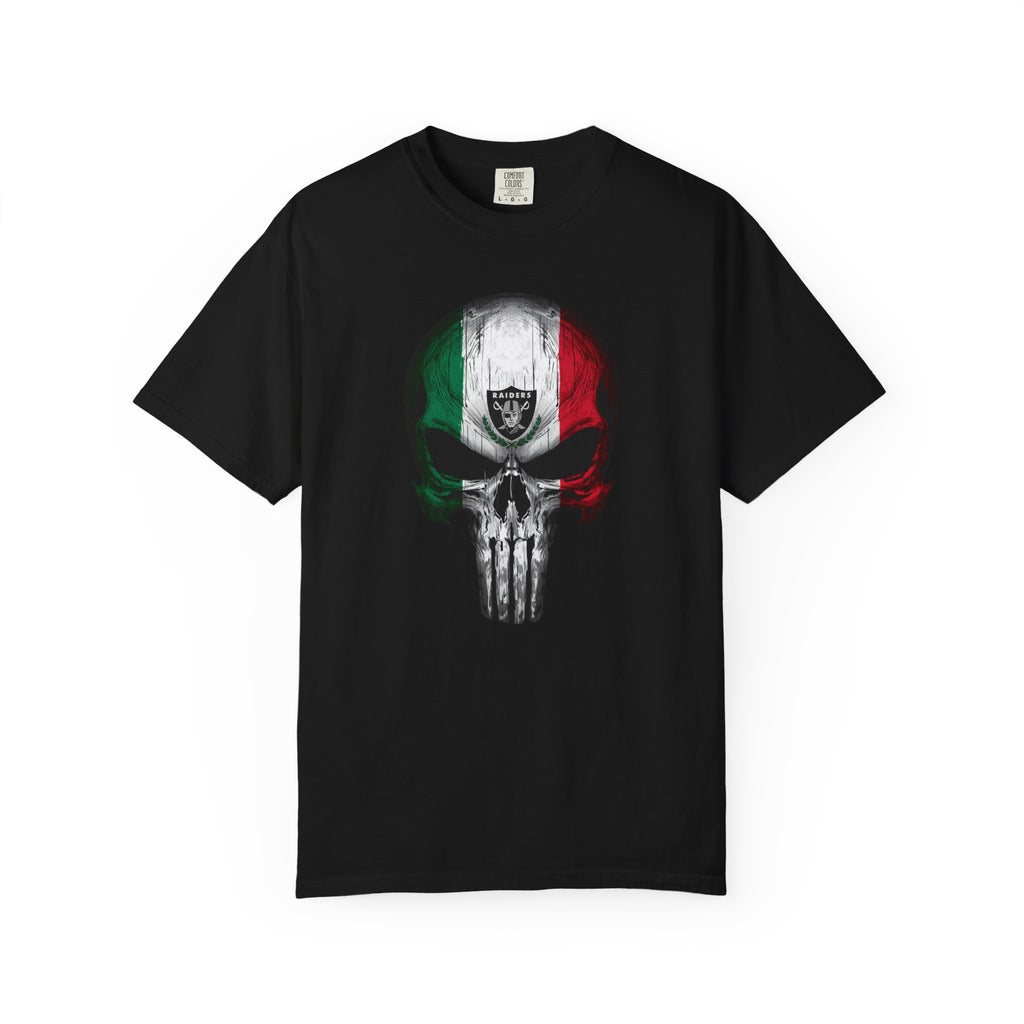 Unisex Garment-Dyed T-shirt Raiders Skull Mexico Flag